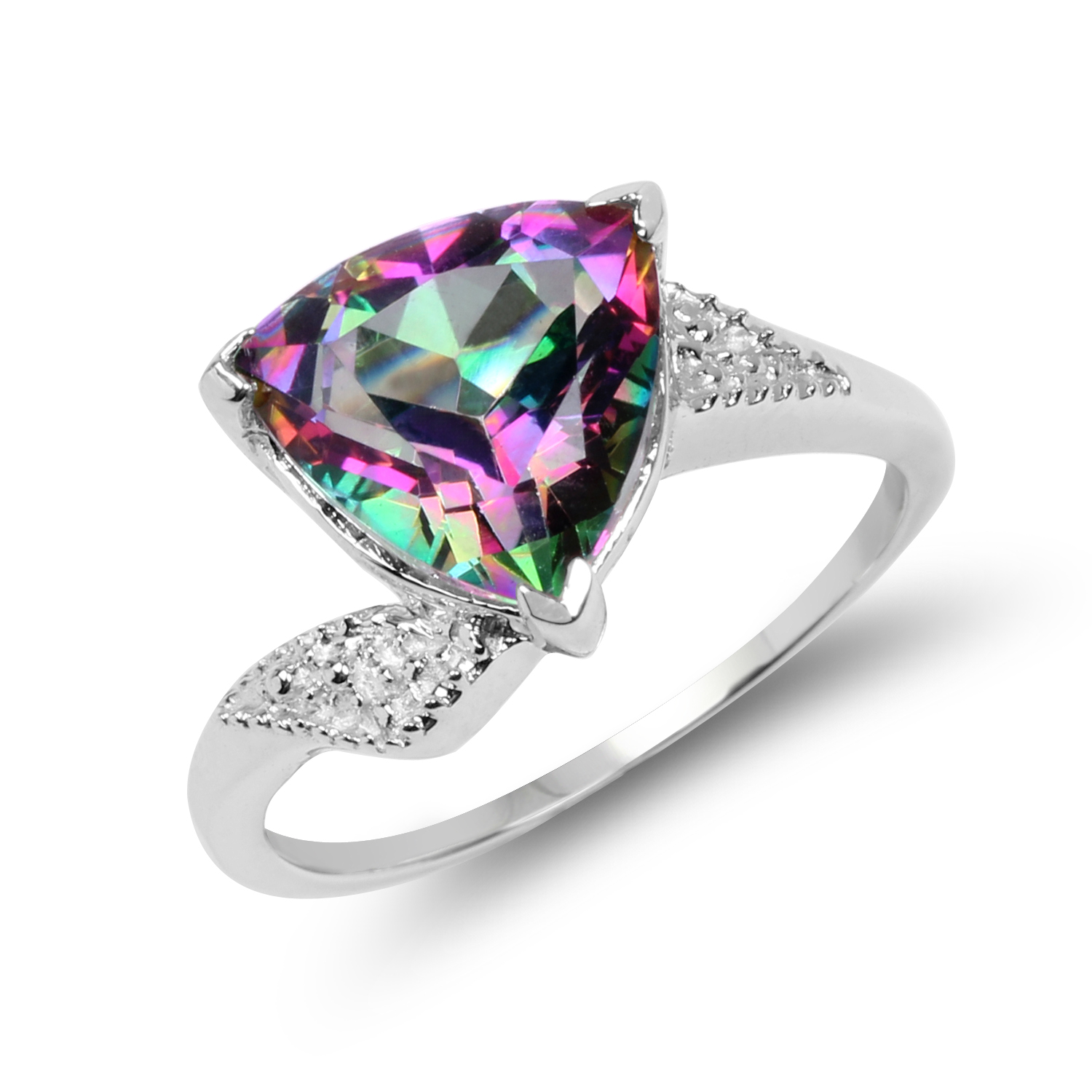 3.50 Carat Genuine Quartz Mystic .925 Sterling Silver Ring