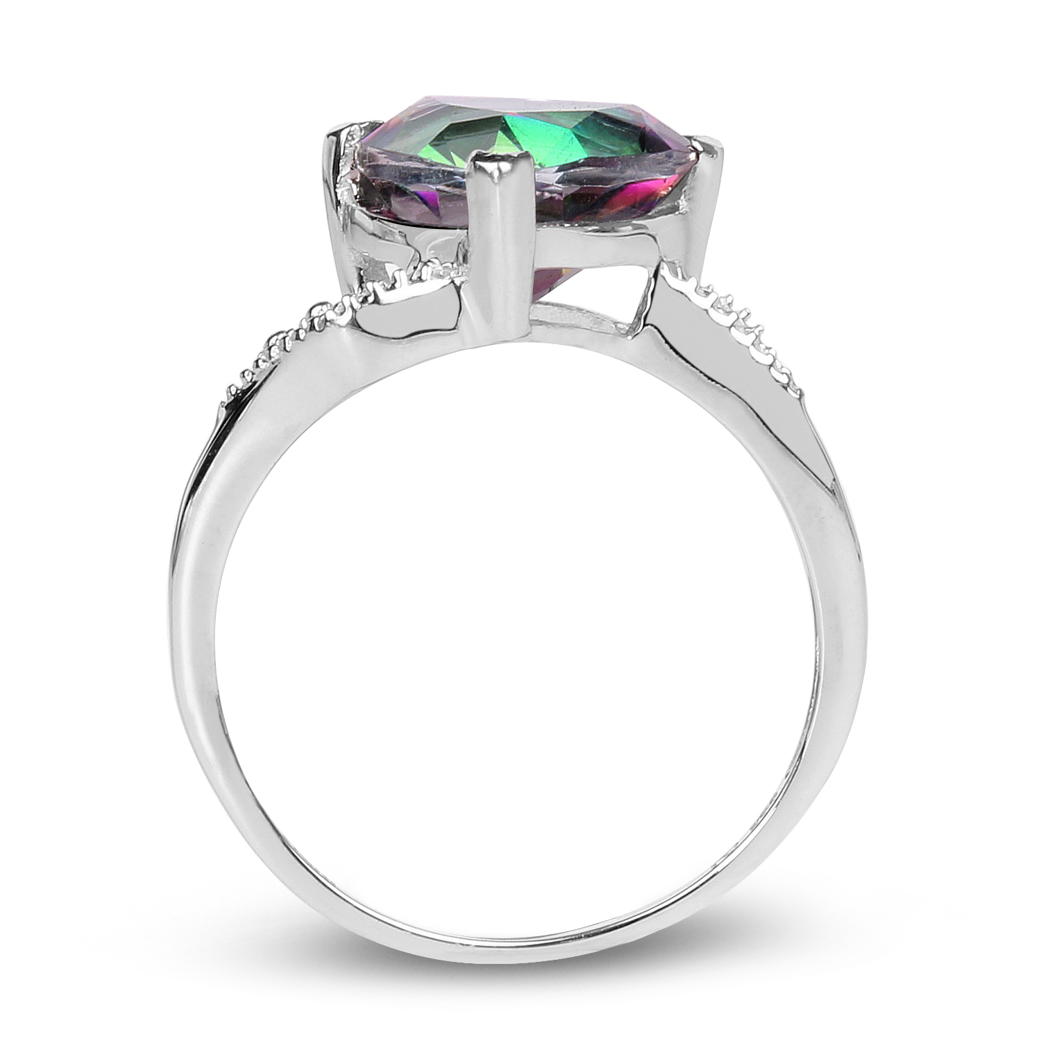 3.50 Carat Genuine Quartz Mystic .925 Sterling Silver Ring