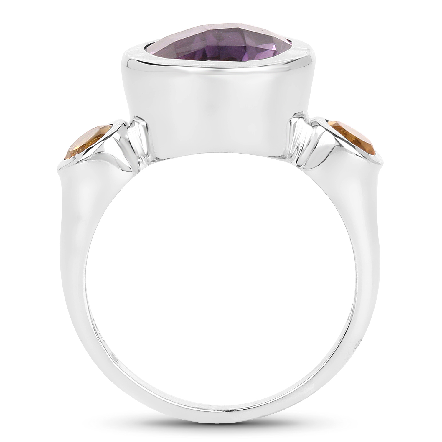 3.86 Carat Genuine Amethyst & Citrine .925 Sterling Silver Ring