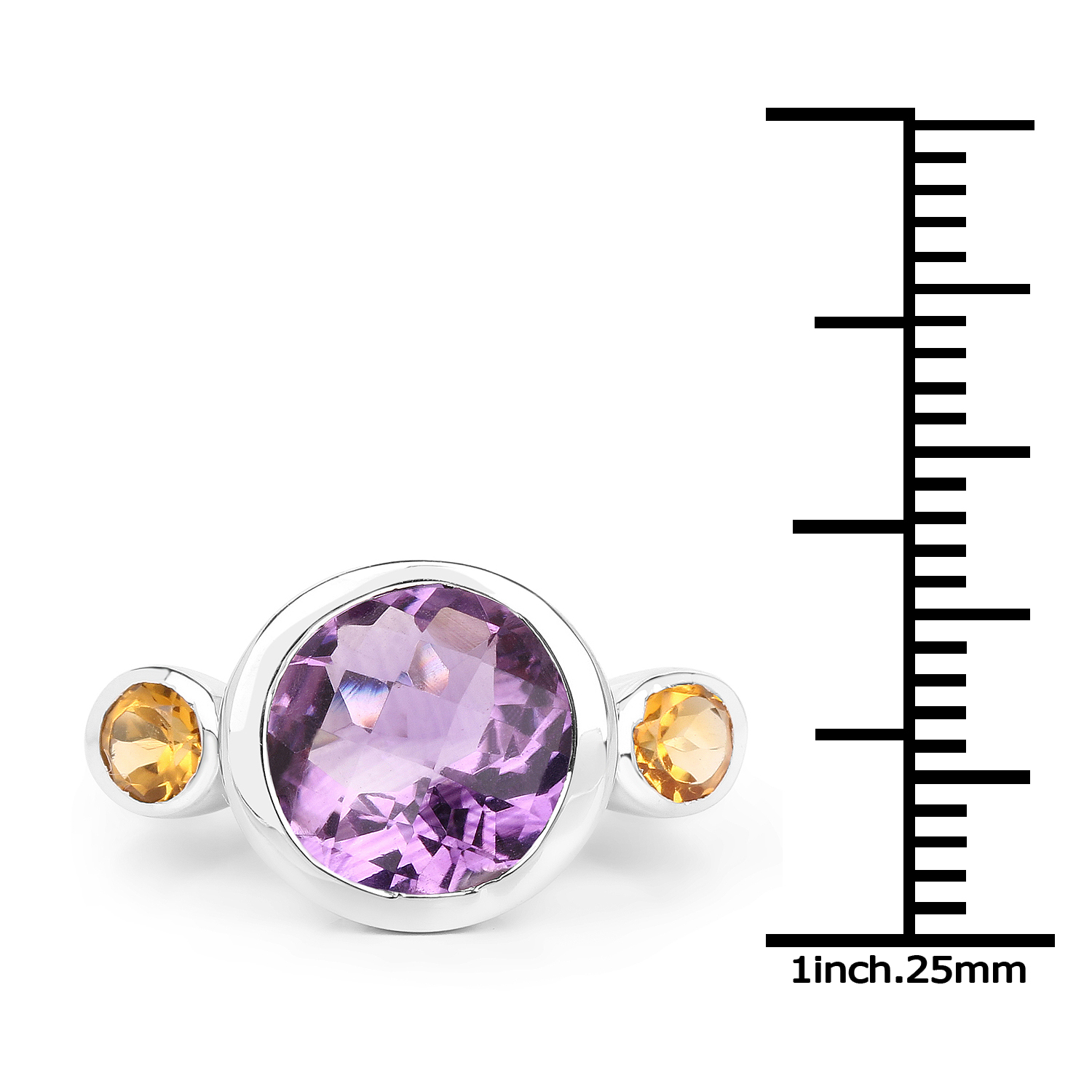 3.86 Carat Genuine Amethyst & Citrine .925 Sterling Silver Ring