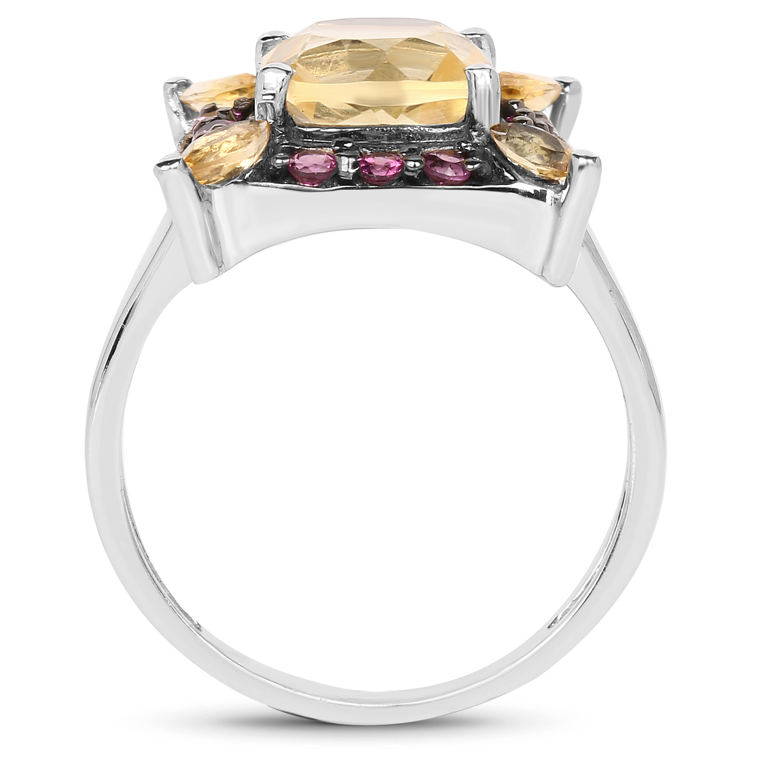 2.76 Carat Genuine Citrine & Rhodolite .925 Sterling Silver Ring