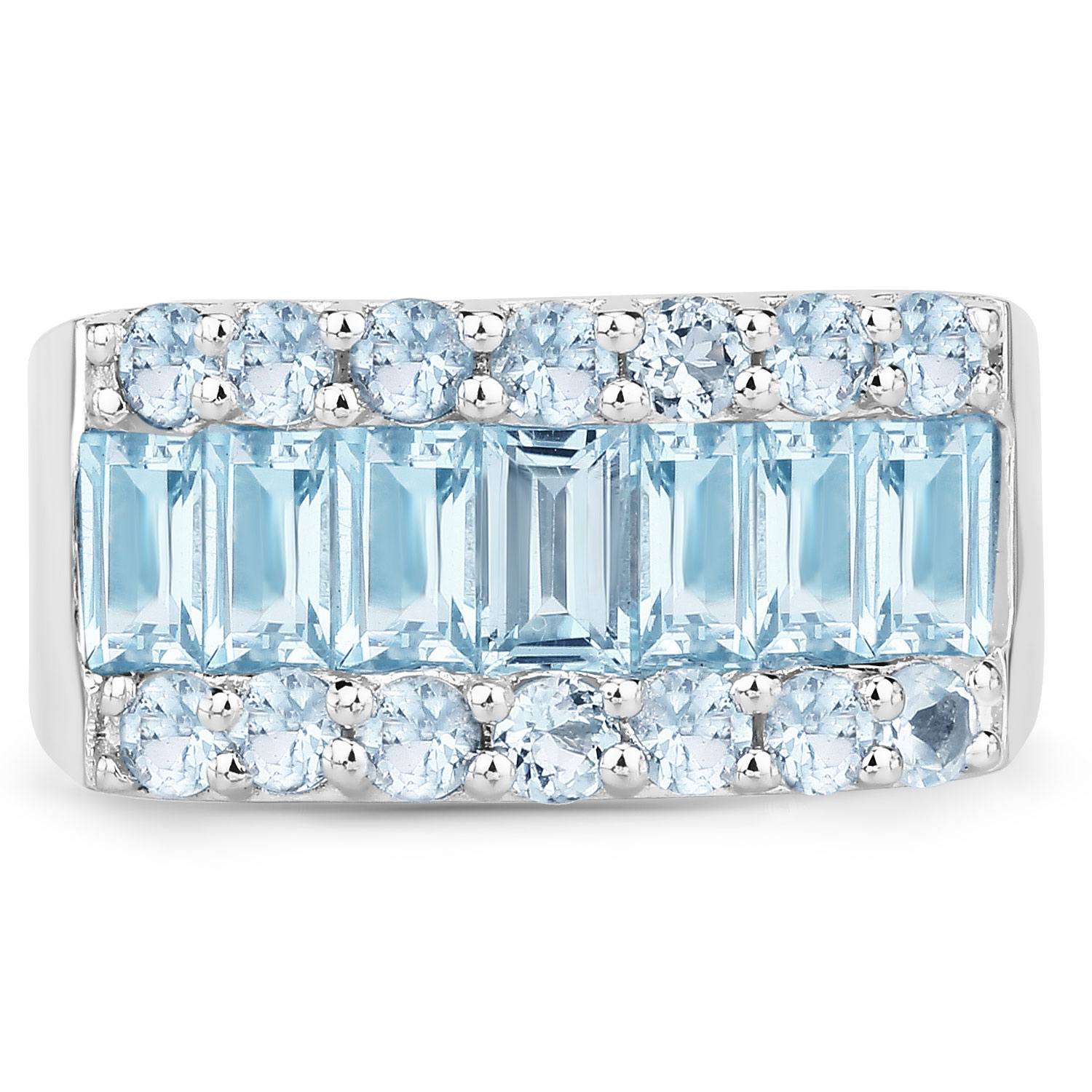 3.57 Carat Genuine Blue Topaz .925 Sterling Silver Ring