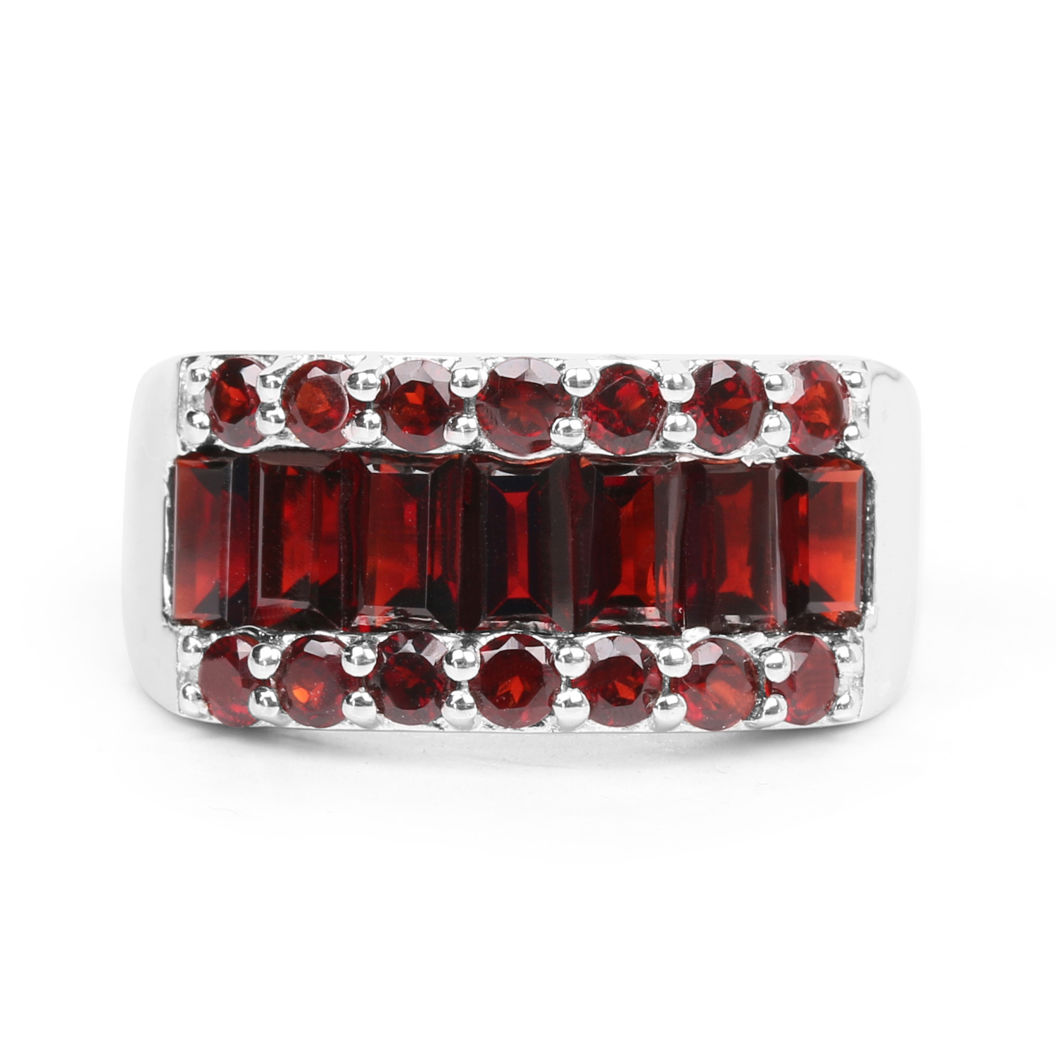 3.22 Carat Genuine Garnet .925 Sterling Silver Ring