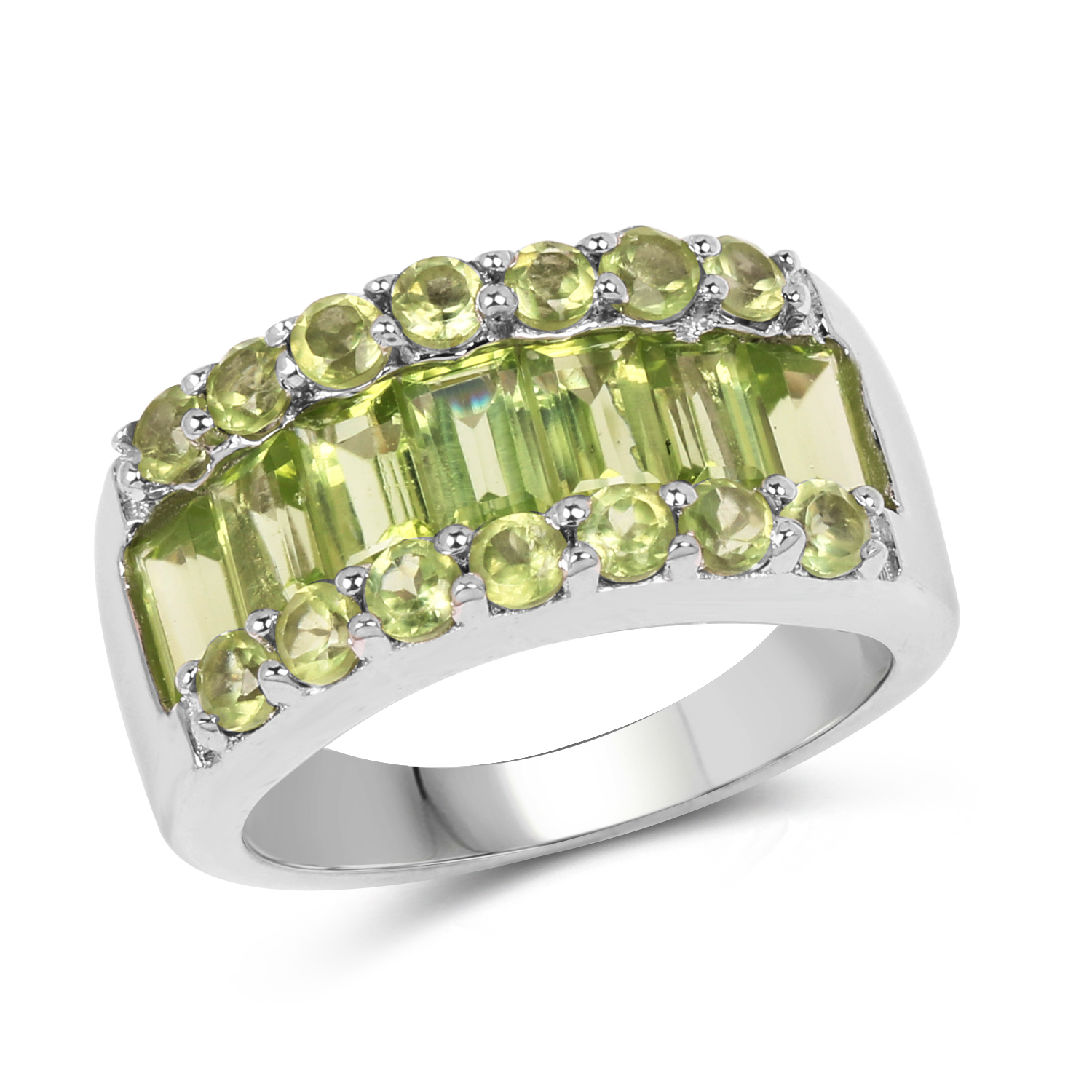 2.73 Carat Genuine Peridot .925 Sterling Silver Ring