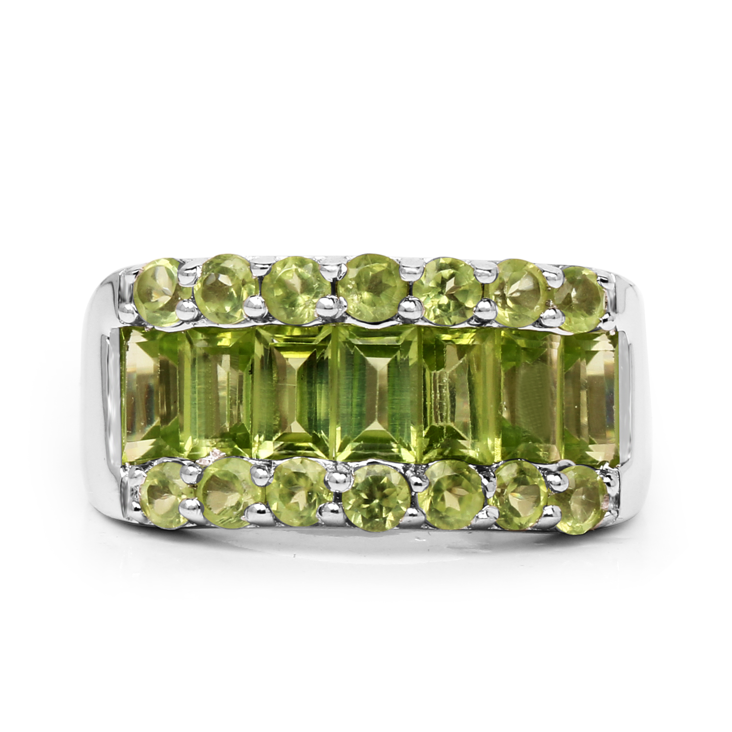2.73 Carat Genuine Peridot .925 Sterling Silver Ring