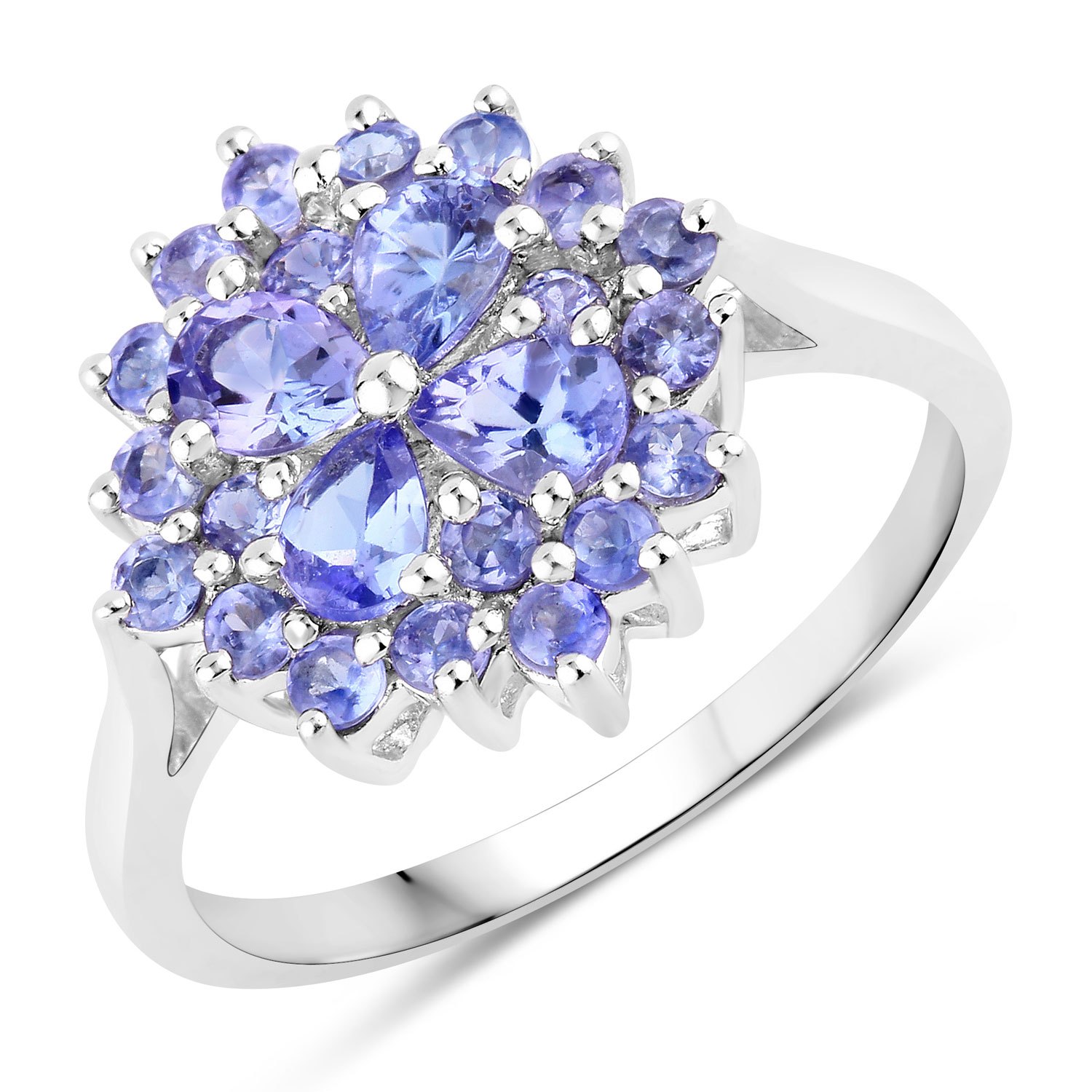 1.16 Carat Genuine Tanzanite .925 Sterling Silver Ring