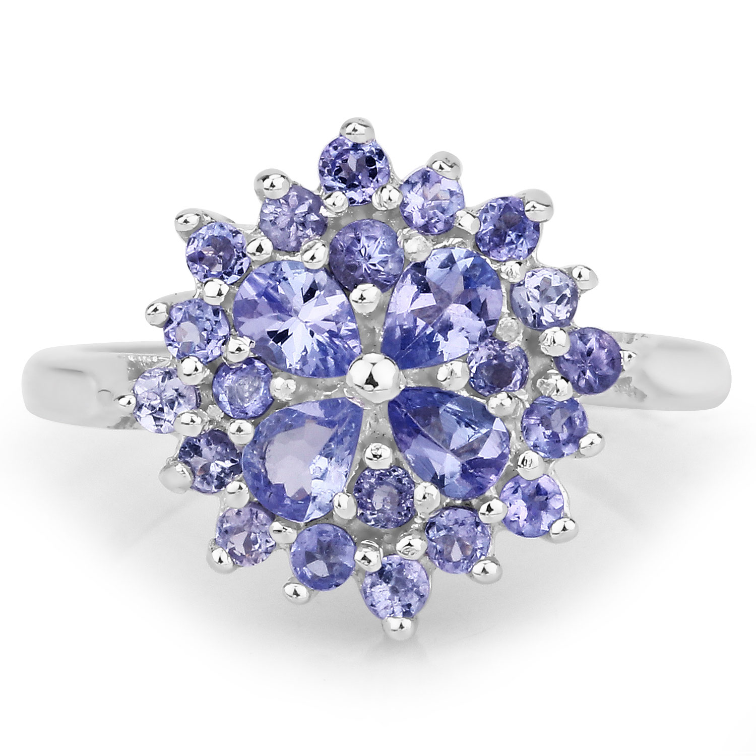 1.16 Carat Genuine Tanzanite .925 Sterling Silver Ring