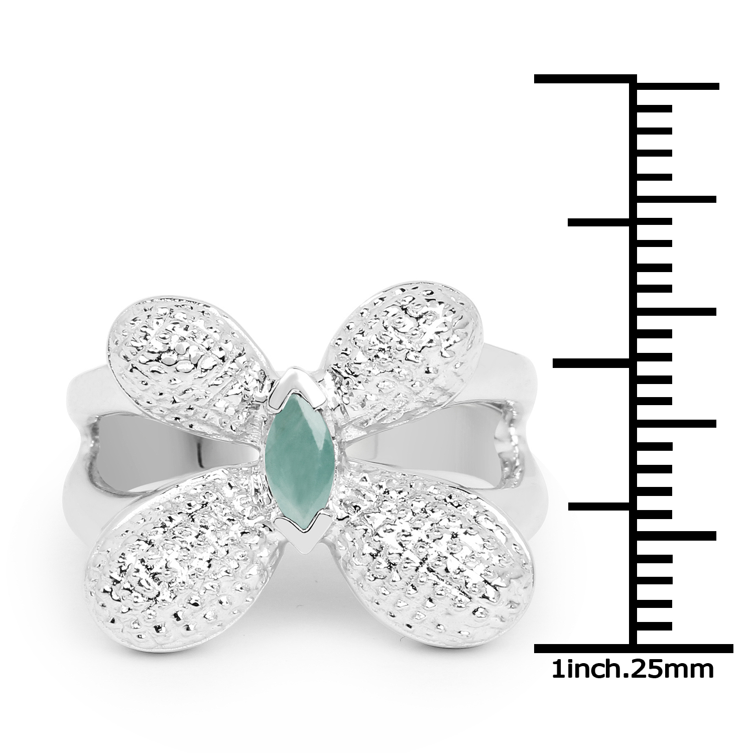 0.21 Carat Genuine Emerald .925 Sterling Silver Ring