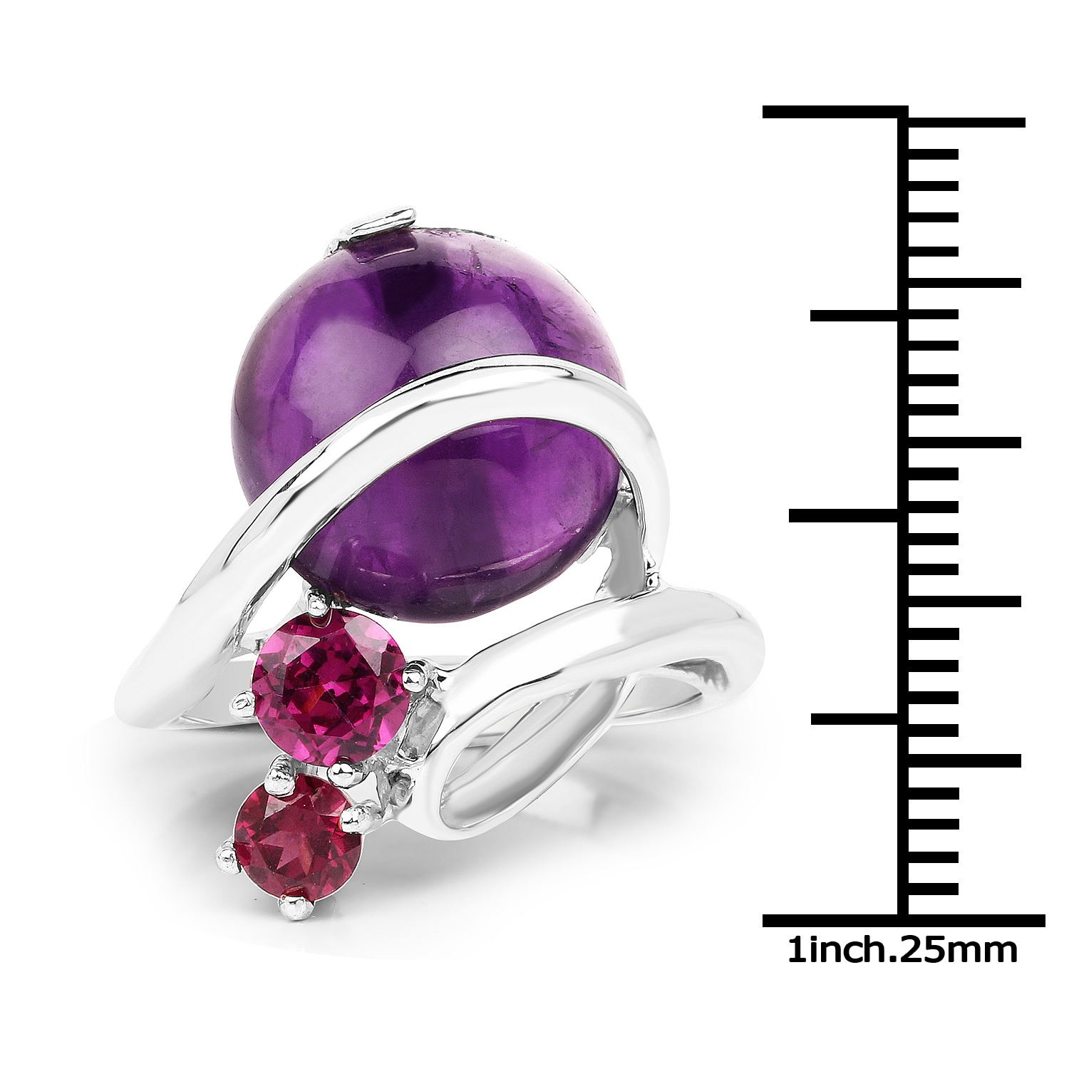 9.10 Carat Genuine Amethyst and Rhodolite .925 Sterling Silver Ring