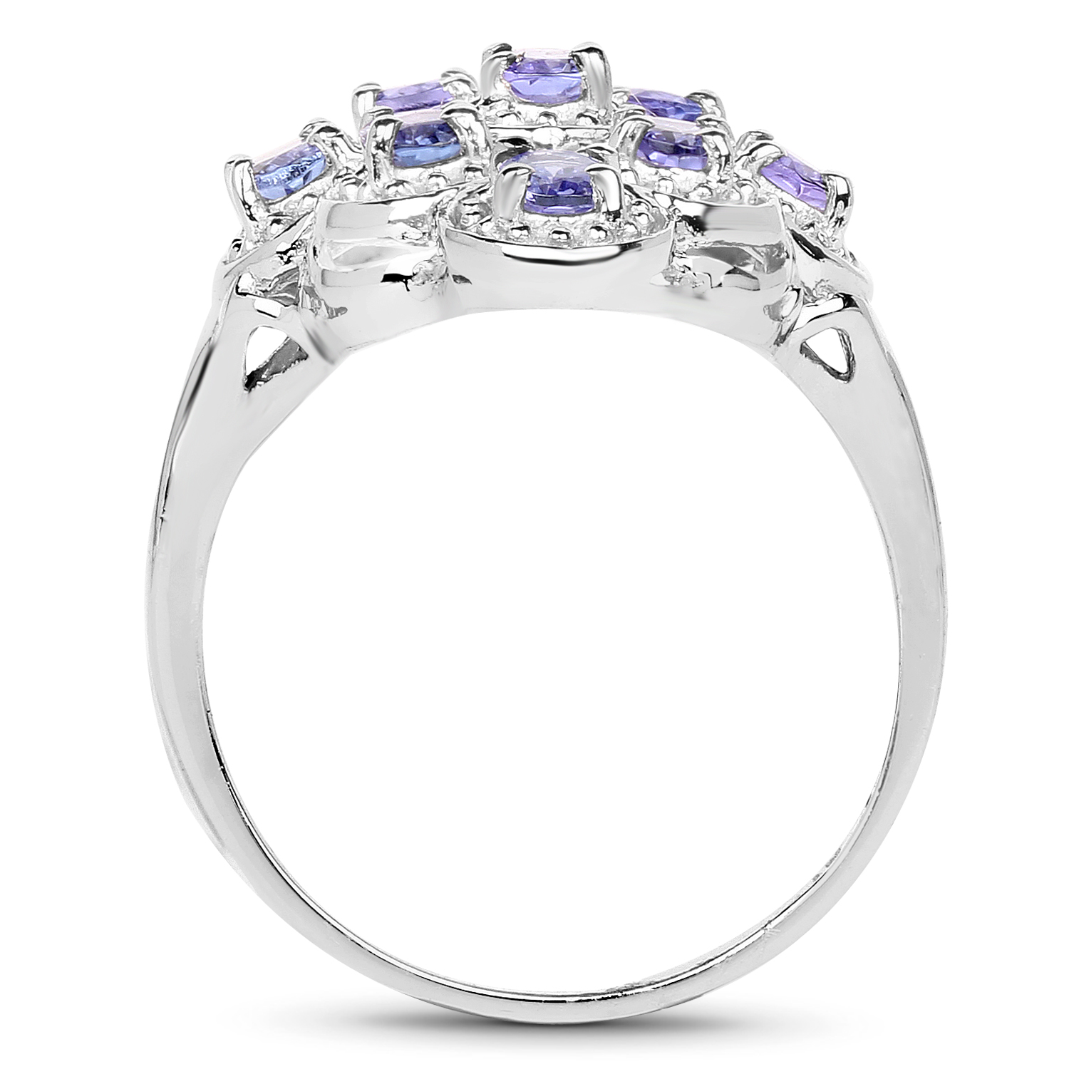 1.53 Carat Genuine Tanzanite .925 Sterling Silver Ring