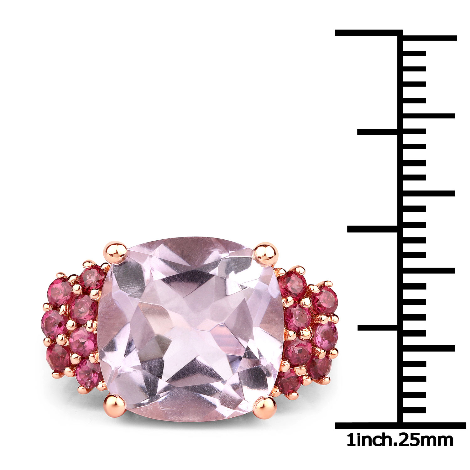 5.90 Carat Genuine Pink Amethyst and Rhodolite Granet .925 Sterling Silver Ring