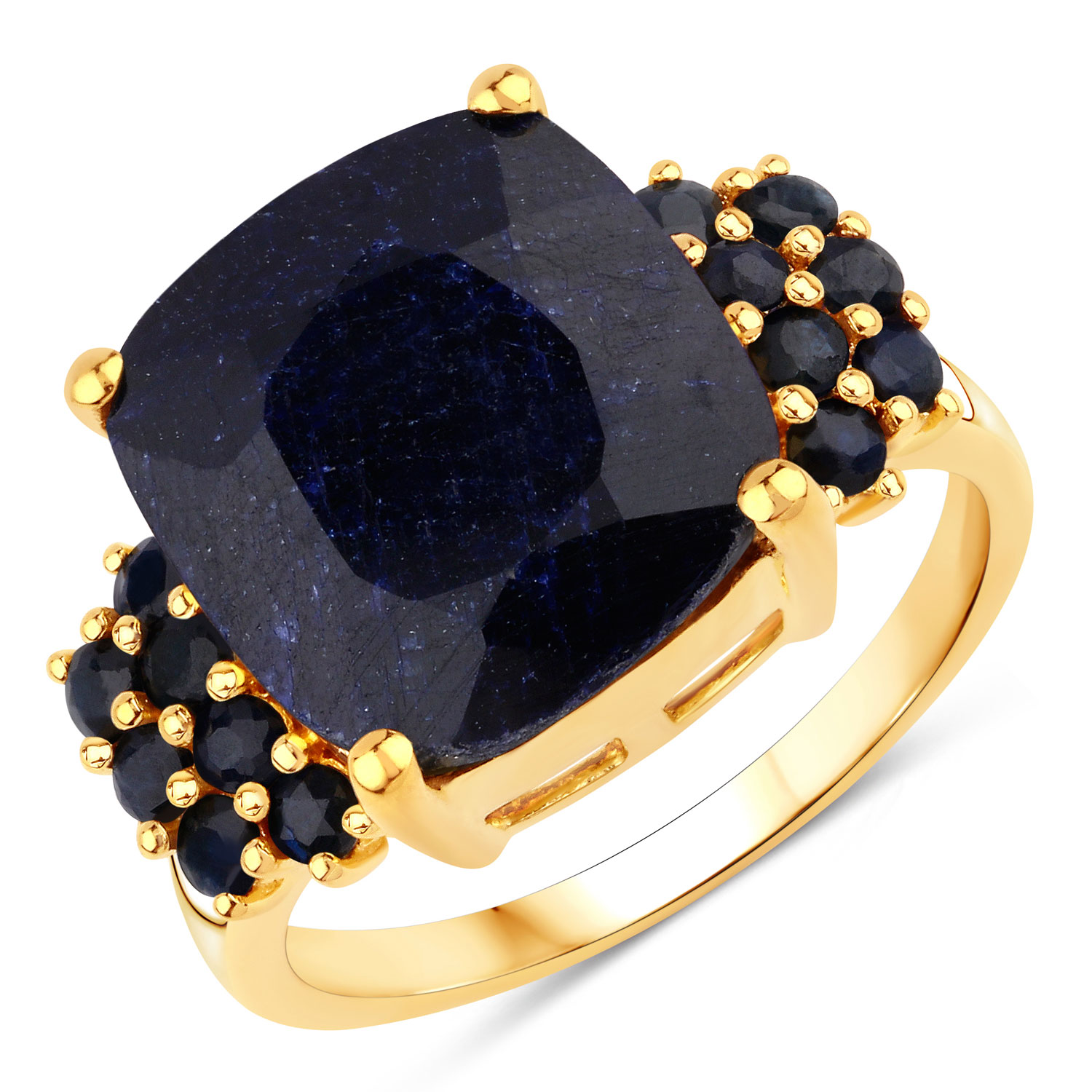 7.56 Carat Dyed Sapphire and Blue Sapphire .925 Sterling Silver Ring