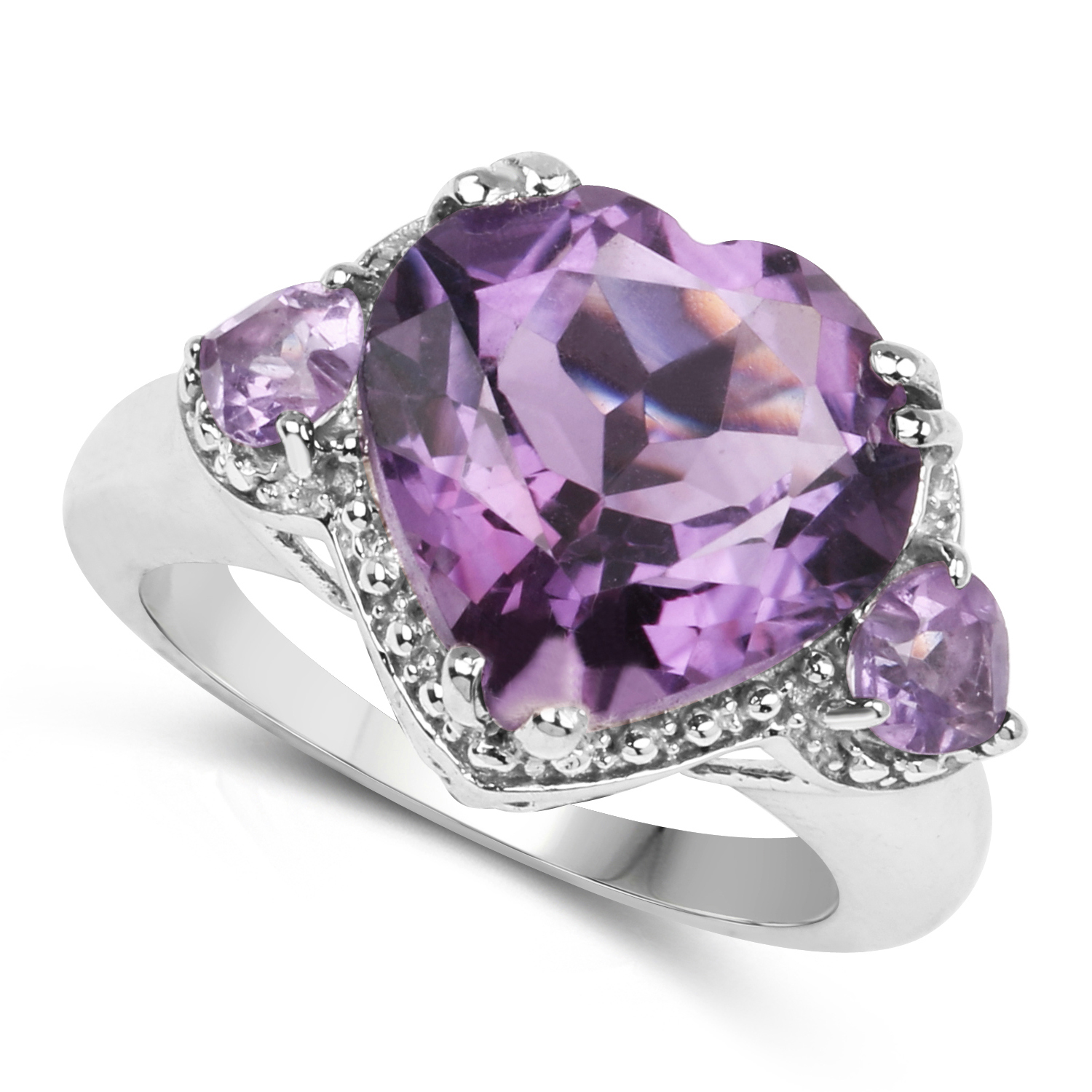 5.75 Carat Genuine Amethyst .925 Sterling Silver Ring