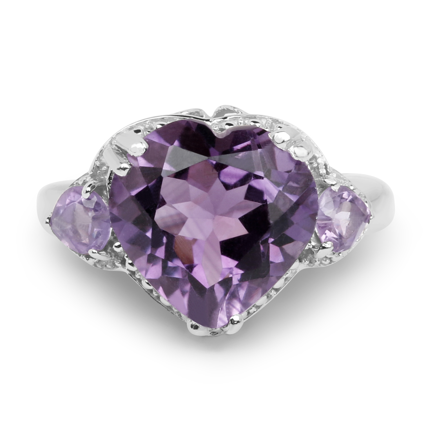 5.75 Carat Genuine Amethyst .925 Sterling Silver Ring