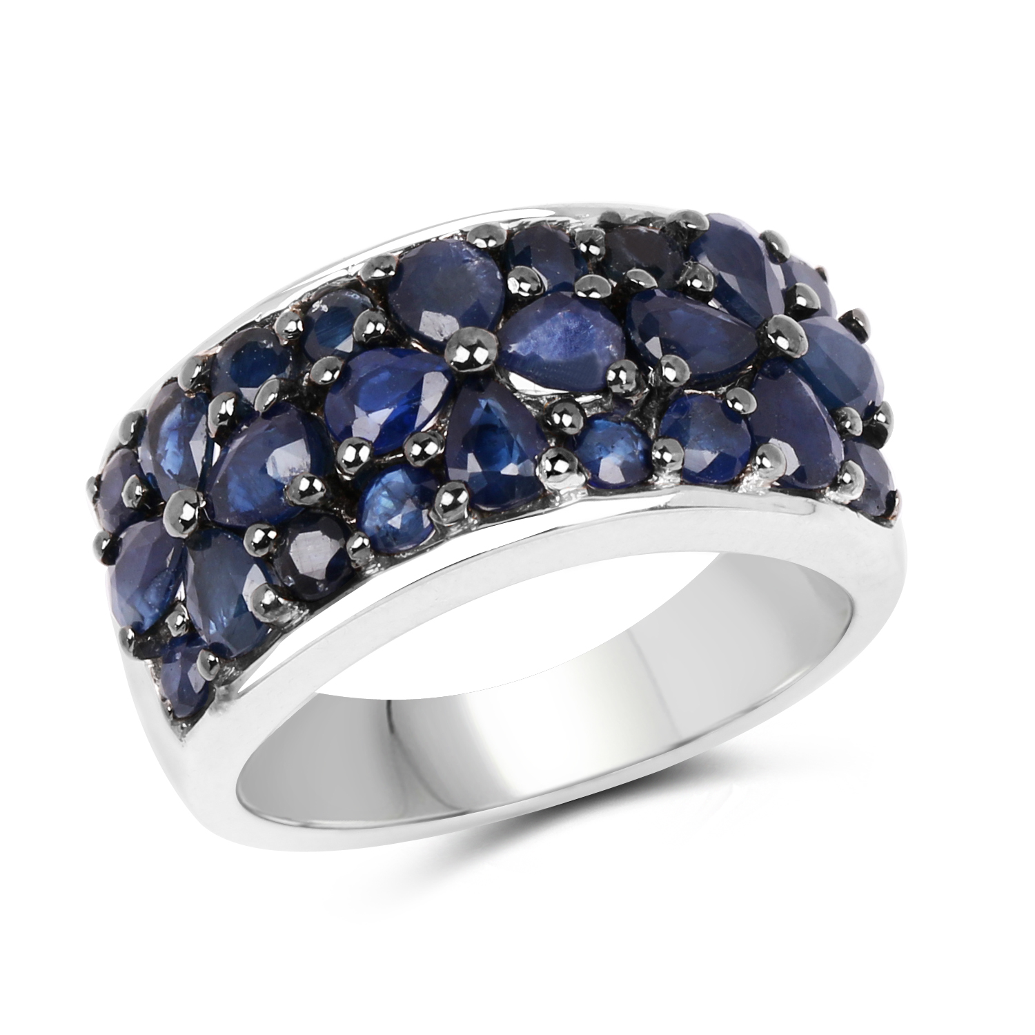 3.36 Carat Genuine Blue Sapphire .925 Sterling Silver Ring