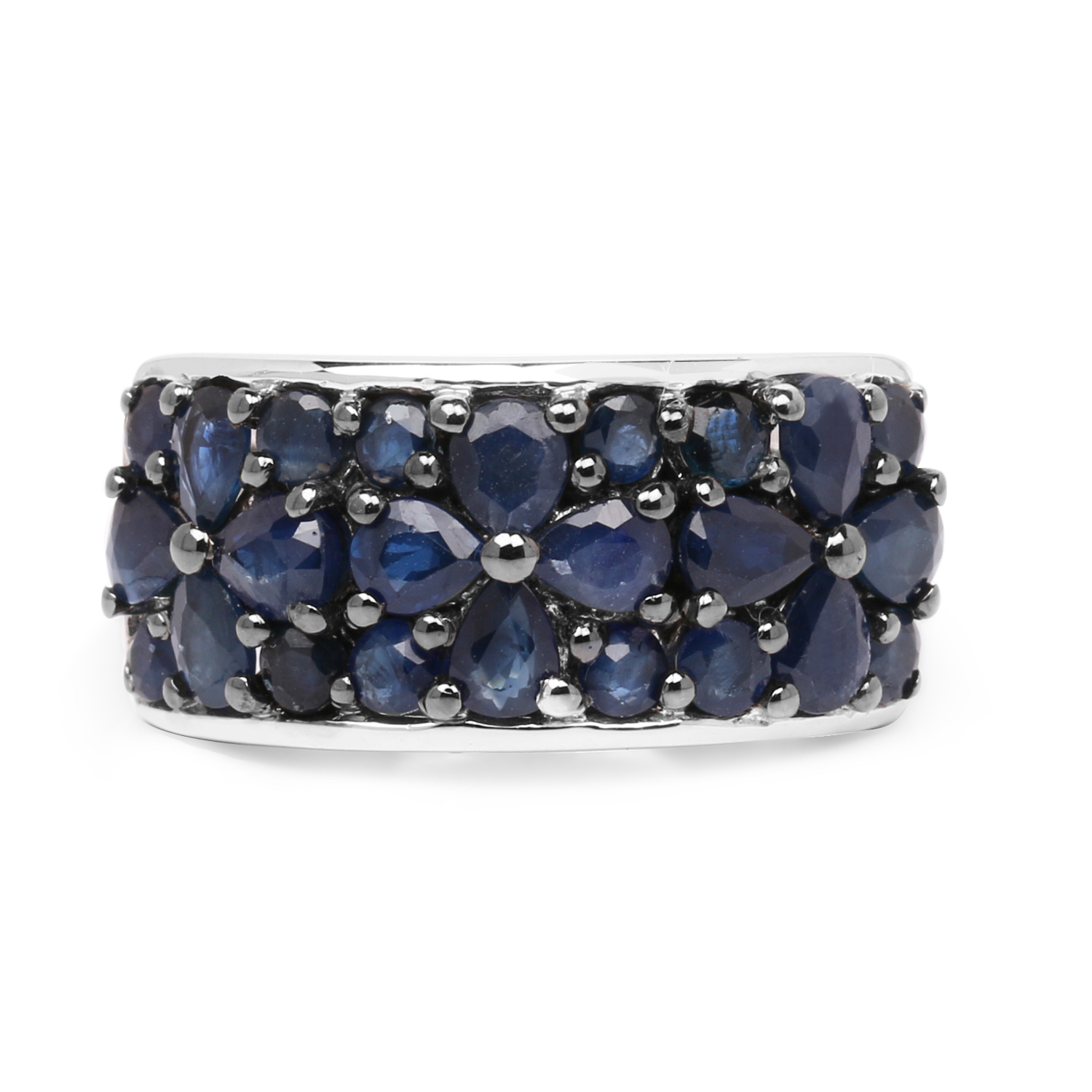 3.36 Carat Genuine Blue Sapphire .925 Sterling Silver Ring