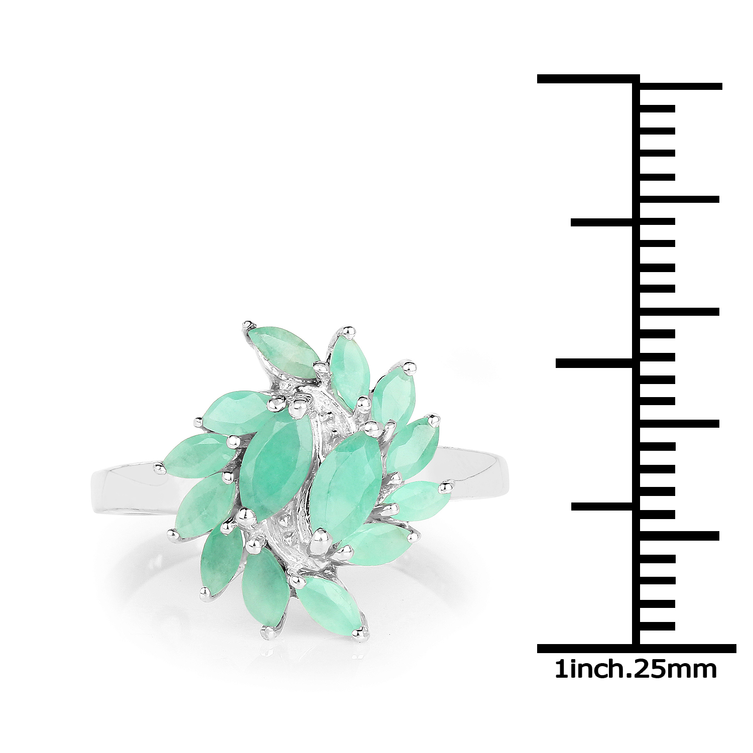 1.26 Carat Genuine Emerald .925 Sterling Silver Ring