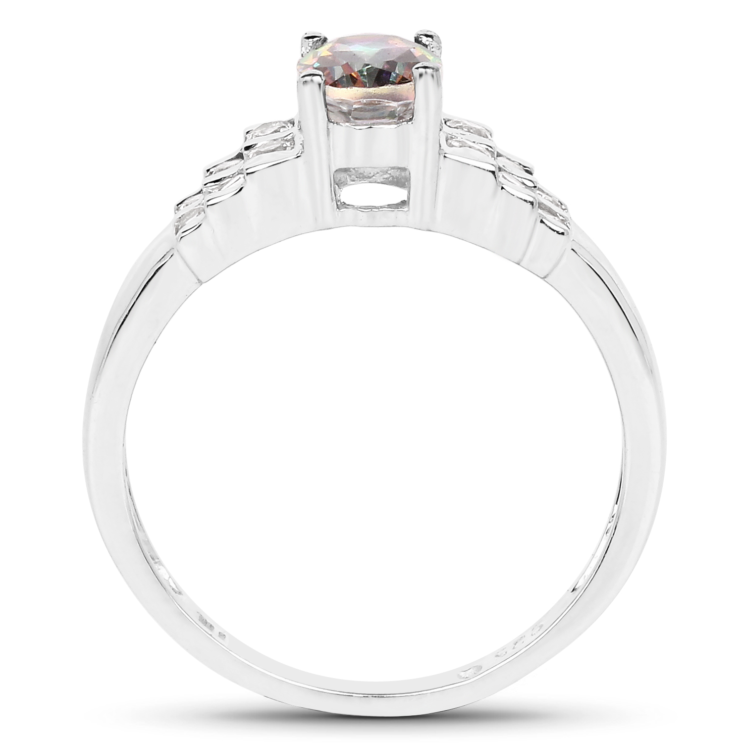 1.19 Carat Genuine Mystic Quartz& White Topaz .925 Sterling Silver Ring