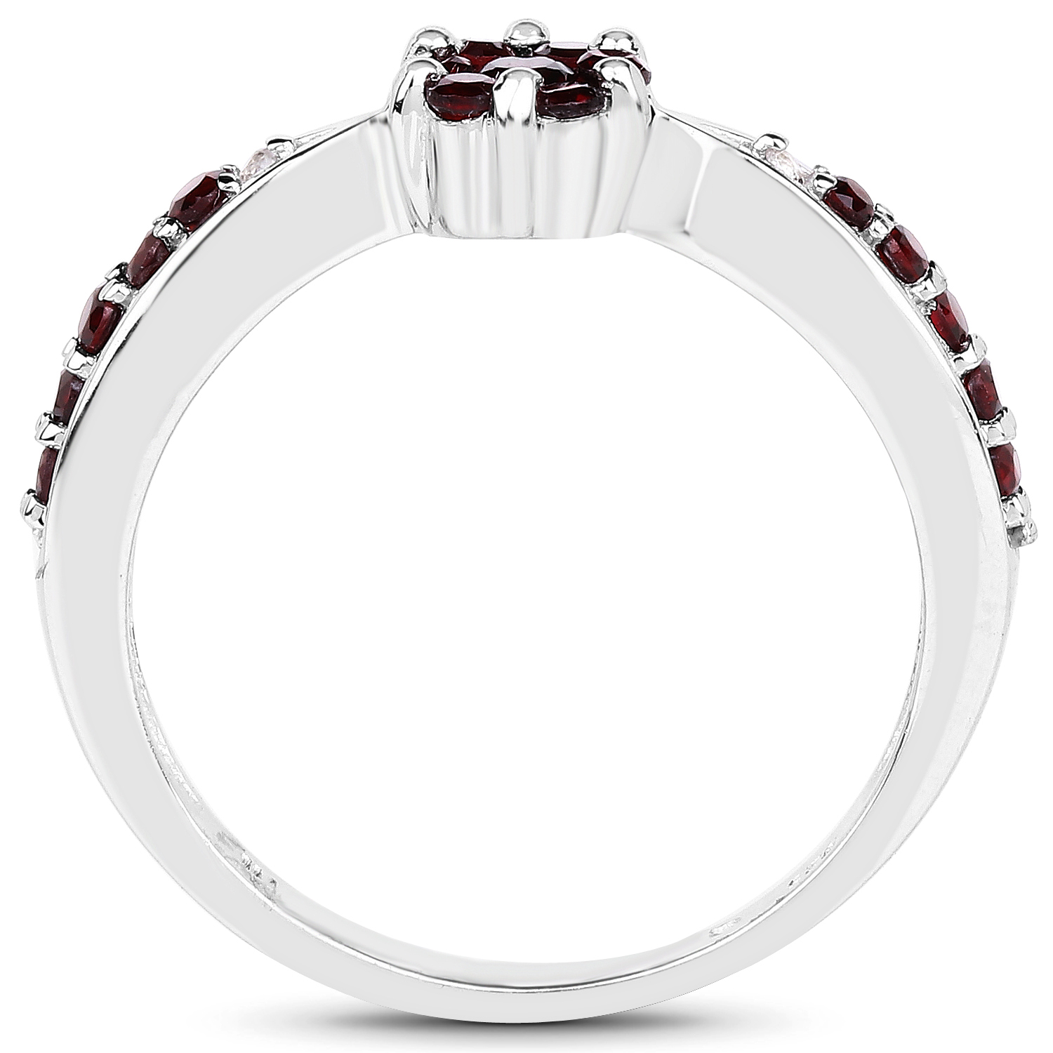 0.55 Carat Genuine Garnet and White Topaz .925 Sterling Silver Ring