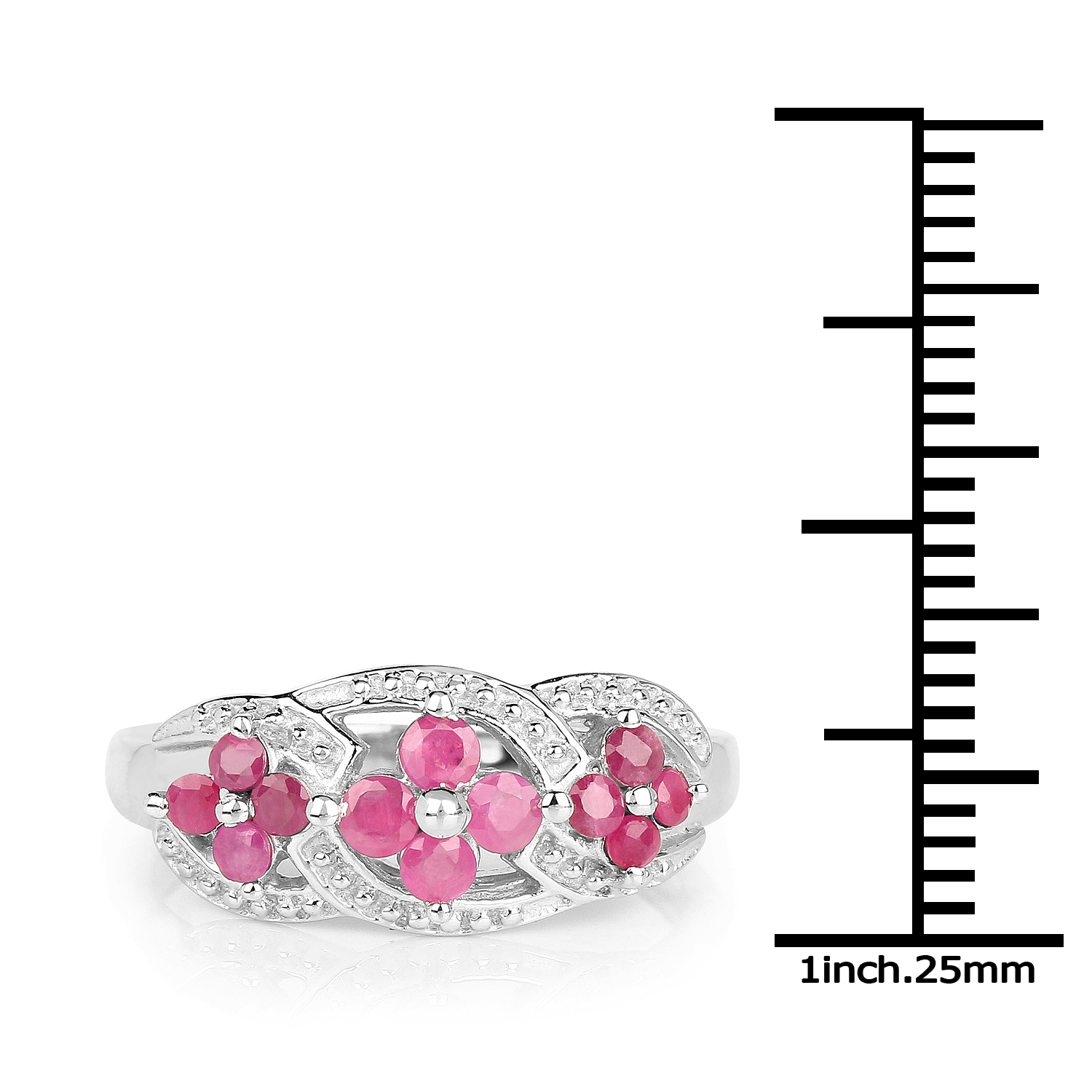 0.68 Carat Genuine Ruby .925 Sterling Silver Ring