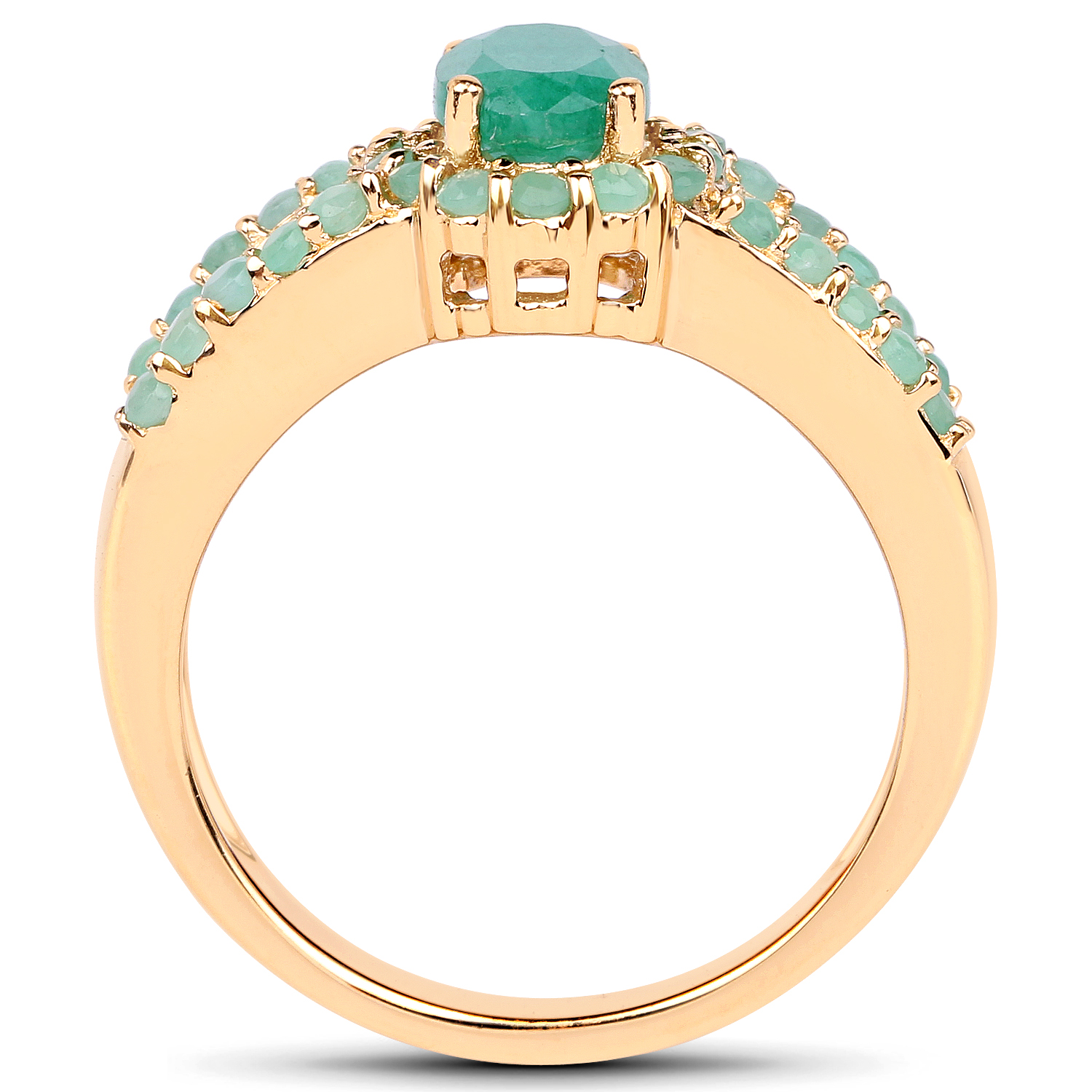 2.17 Carat Genuine Emerald and White Topaz.925 Sterling Silver Ring