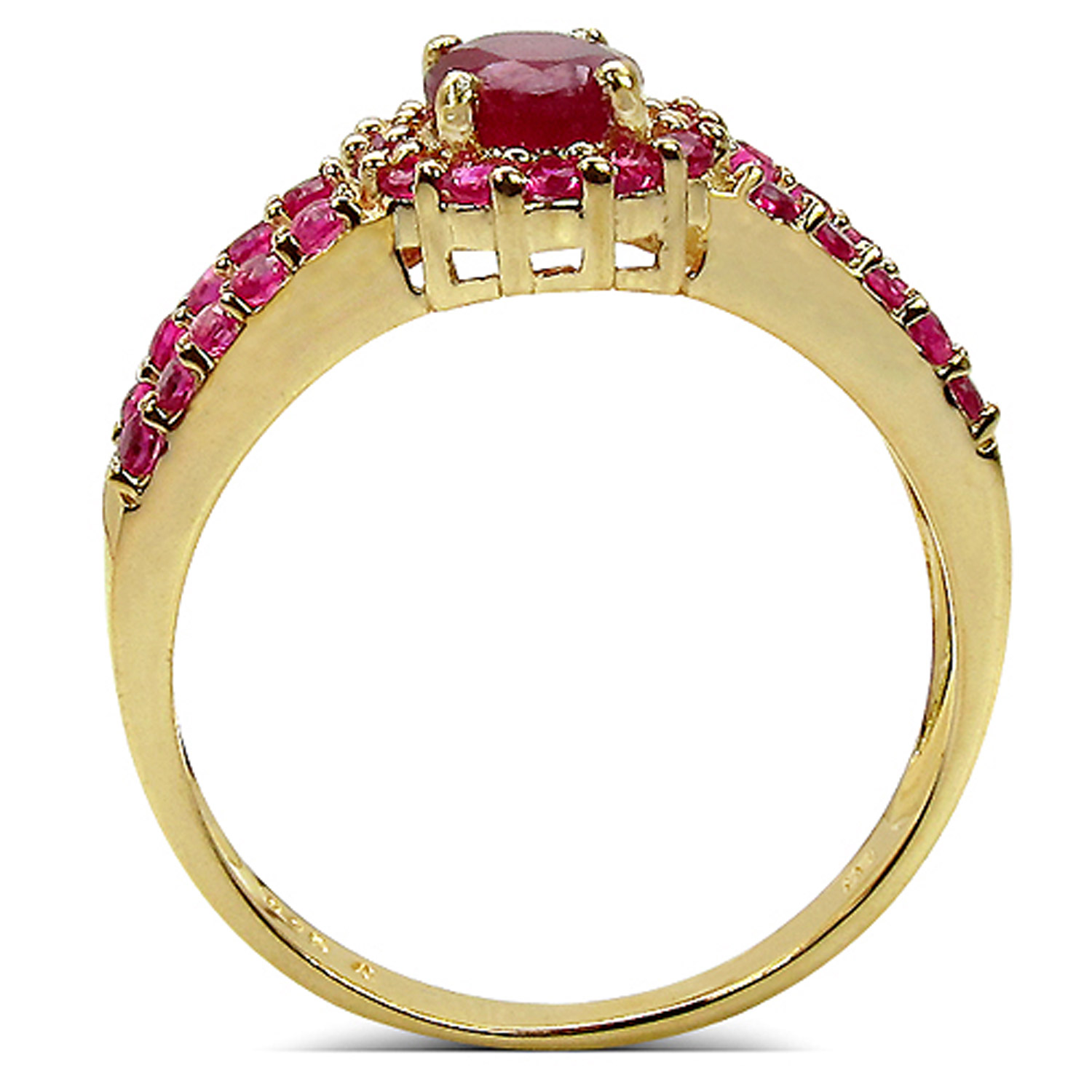 2.89 Carat Glass Filled Ruby, Created Ruby and White Topaz .925 Sterling Silver Ring