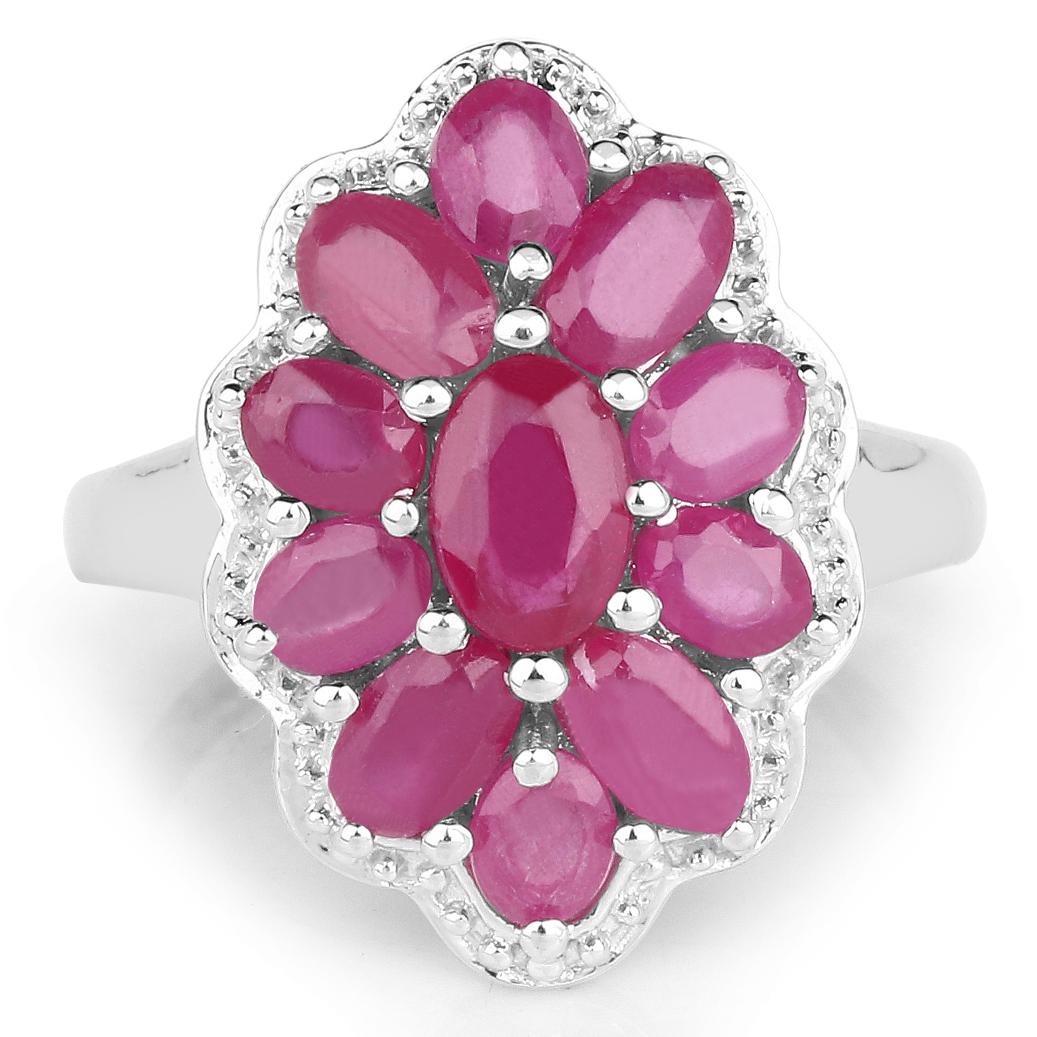 3.05 Carat Glass Filled Ruby .925 Sterling Silver Ring