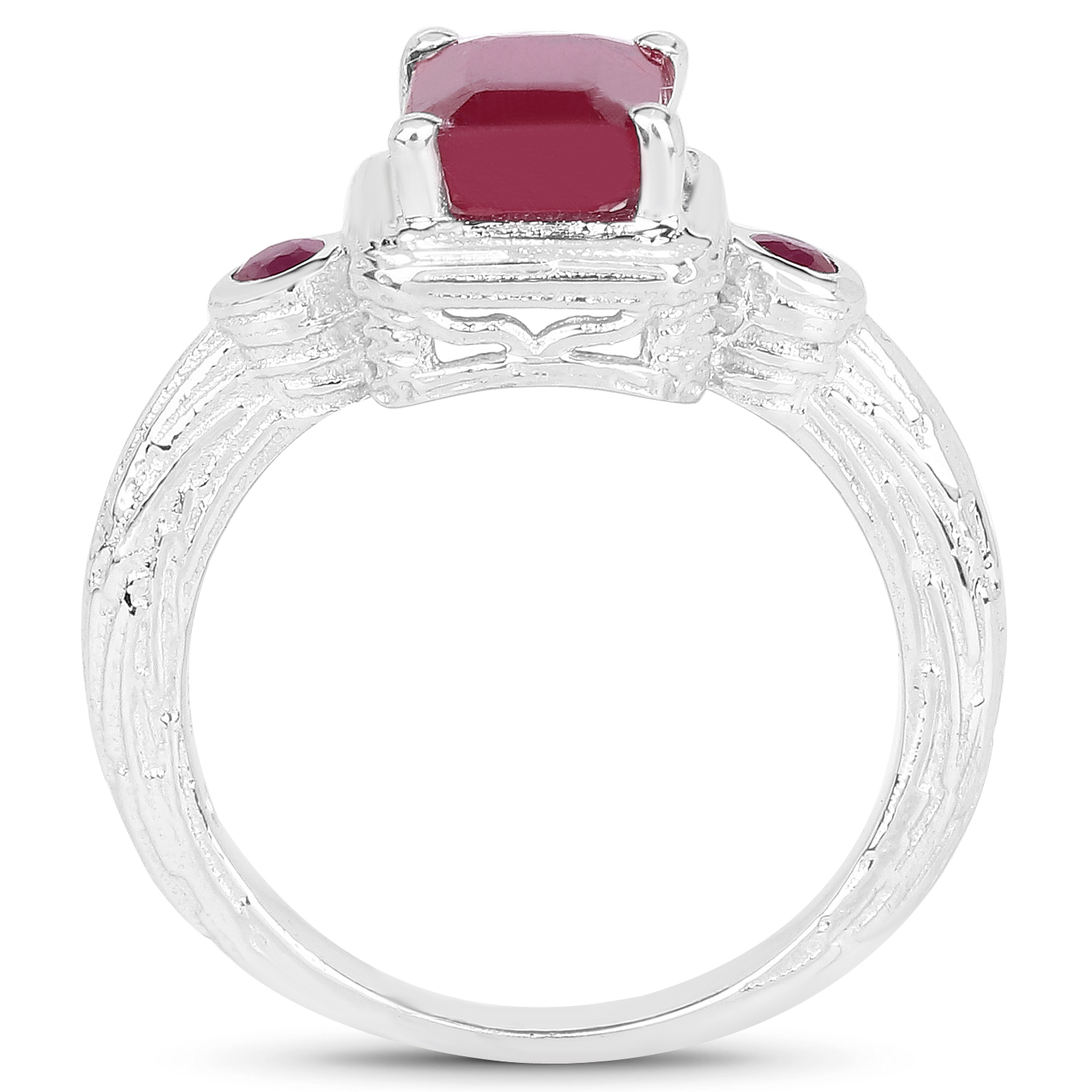 2.01 Carat Glass Filled Ruby .925 Sterling Silver Ring