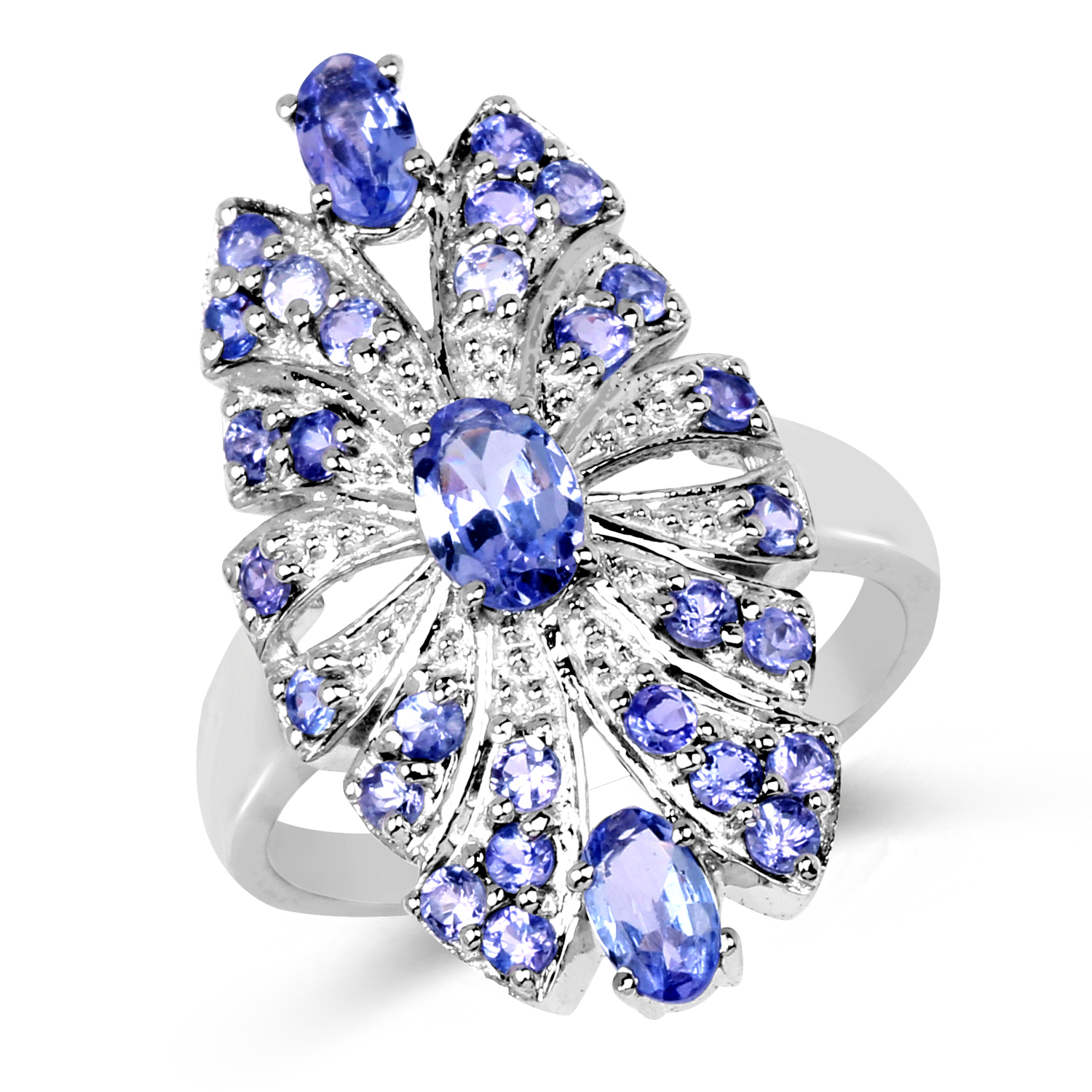 1.78 Carat Genuine Tanzanite .925 Sterling Silver Ring