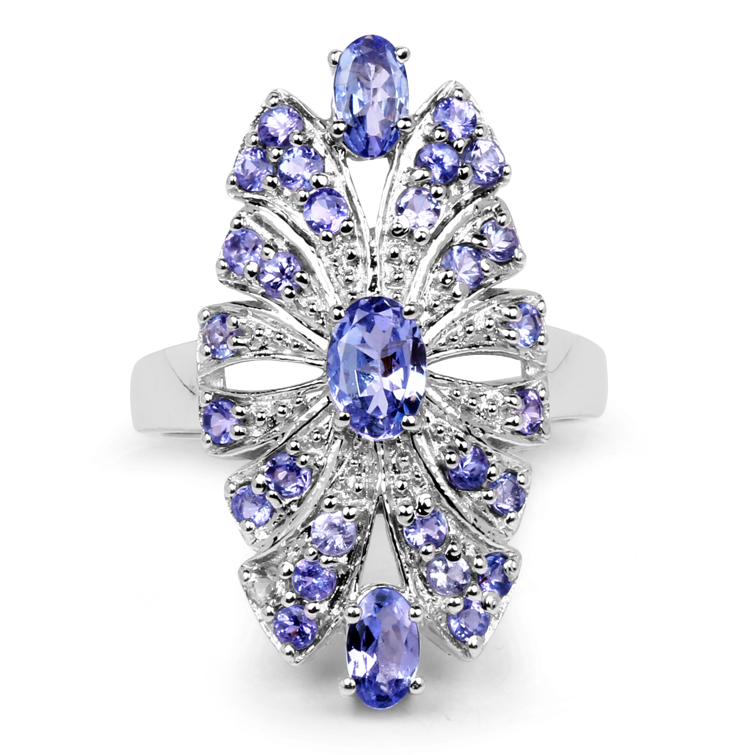 1.78 Carat Genuine Tanzanite .925 Sterling Silver Ring