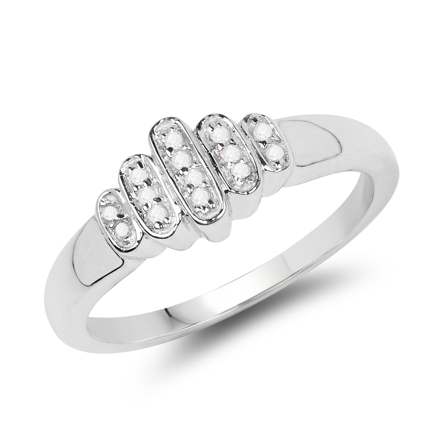 14K White Gold Plated 0.10 Carat Genuine White Diamond .925 Sterling Silver Ring