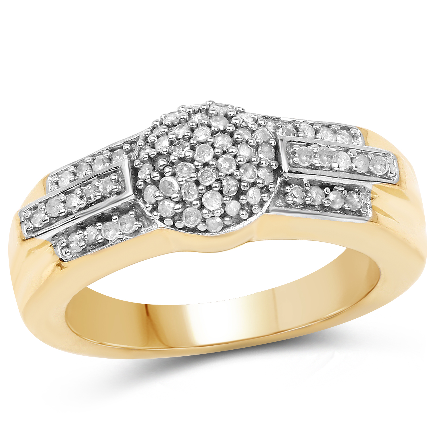 14K Yellow Gold Plated 0.30 Carat Genuine White Diamond .925 Sterling Silver Ring