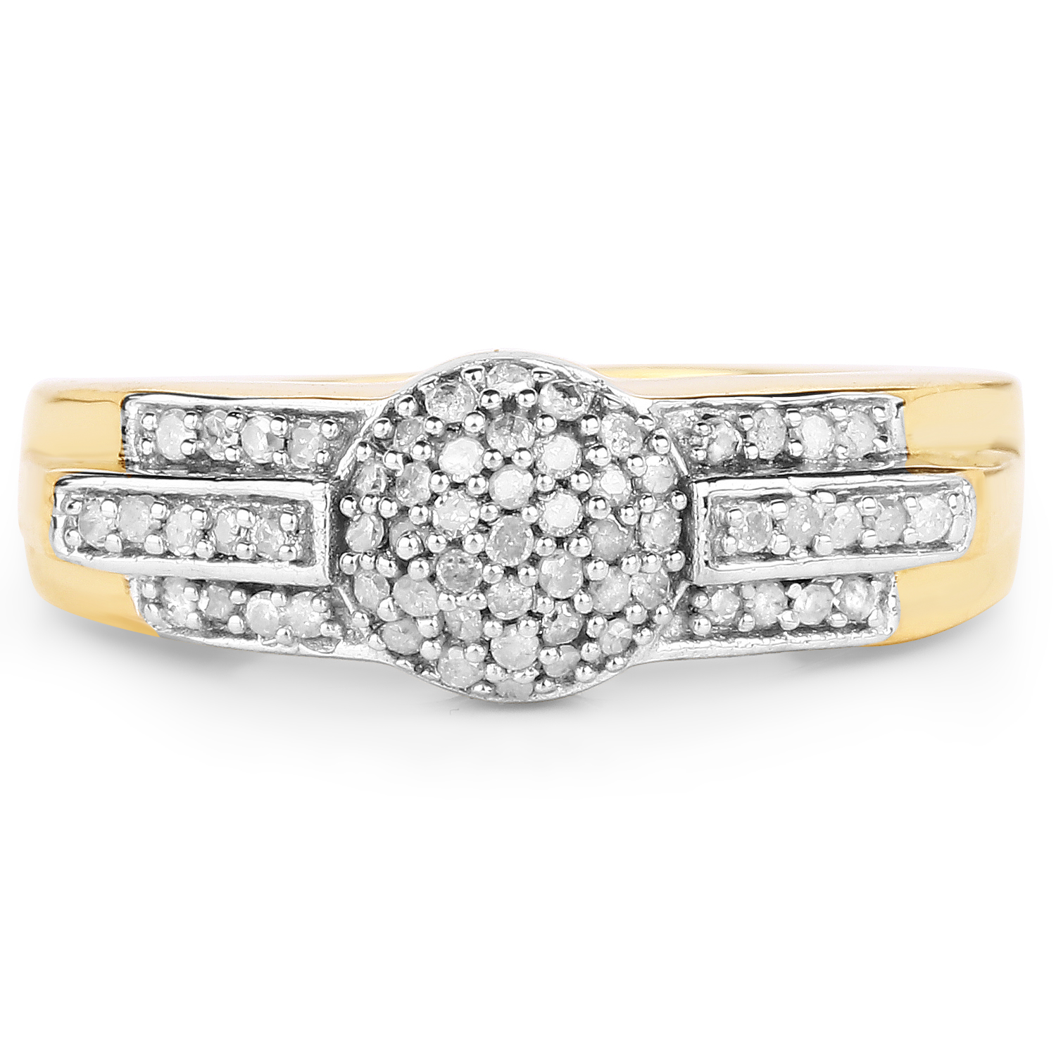 14K Yellow Gold Plated 0.30 Carat Genuine White Diamond .925 Sterling Silver Ring