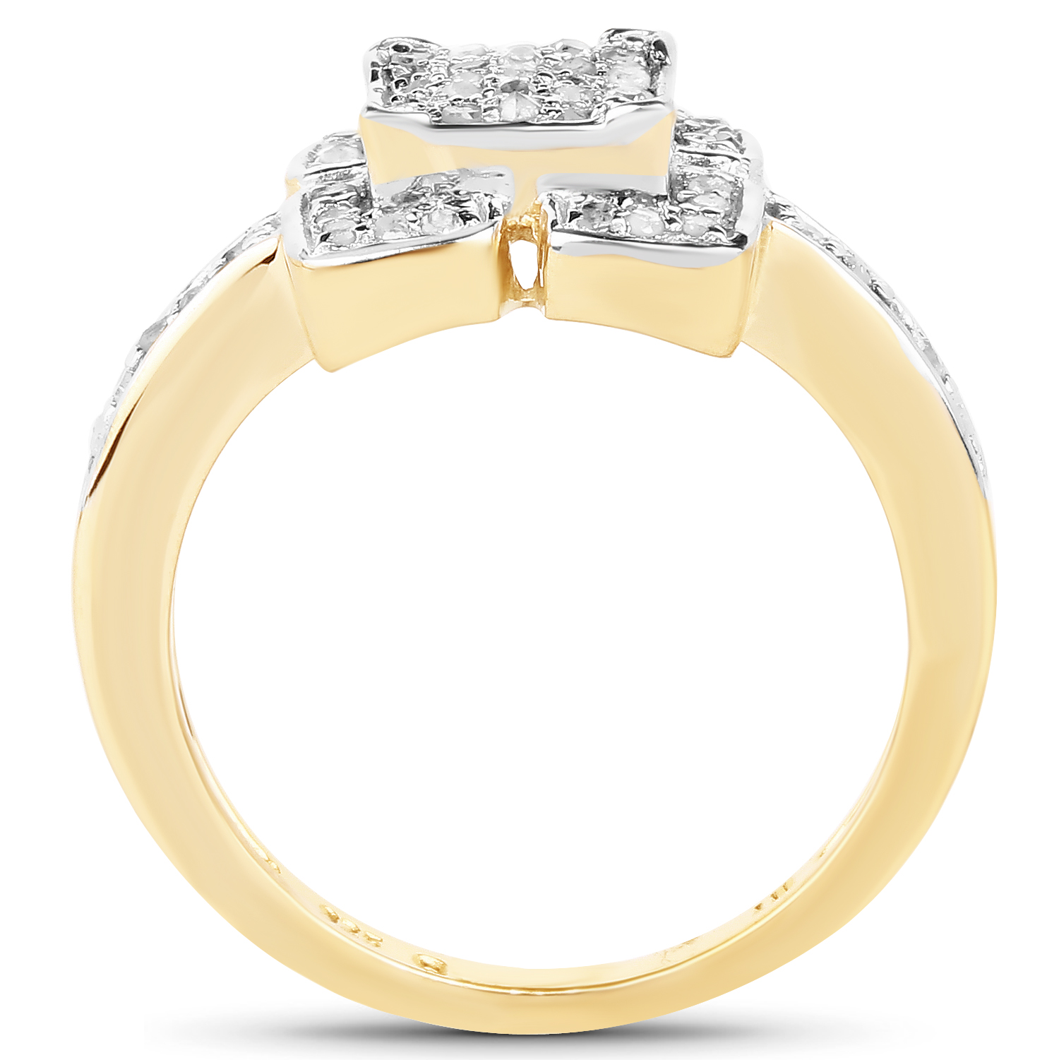 14K Yellow Gold Plated 0.24 Carat Genuine White Diamond .925 Sterling Silver Ring