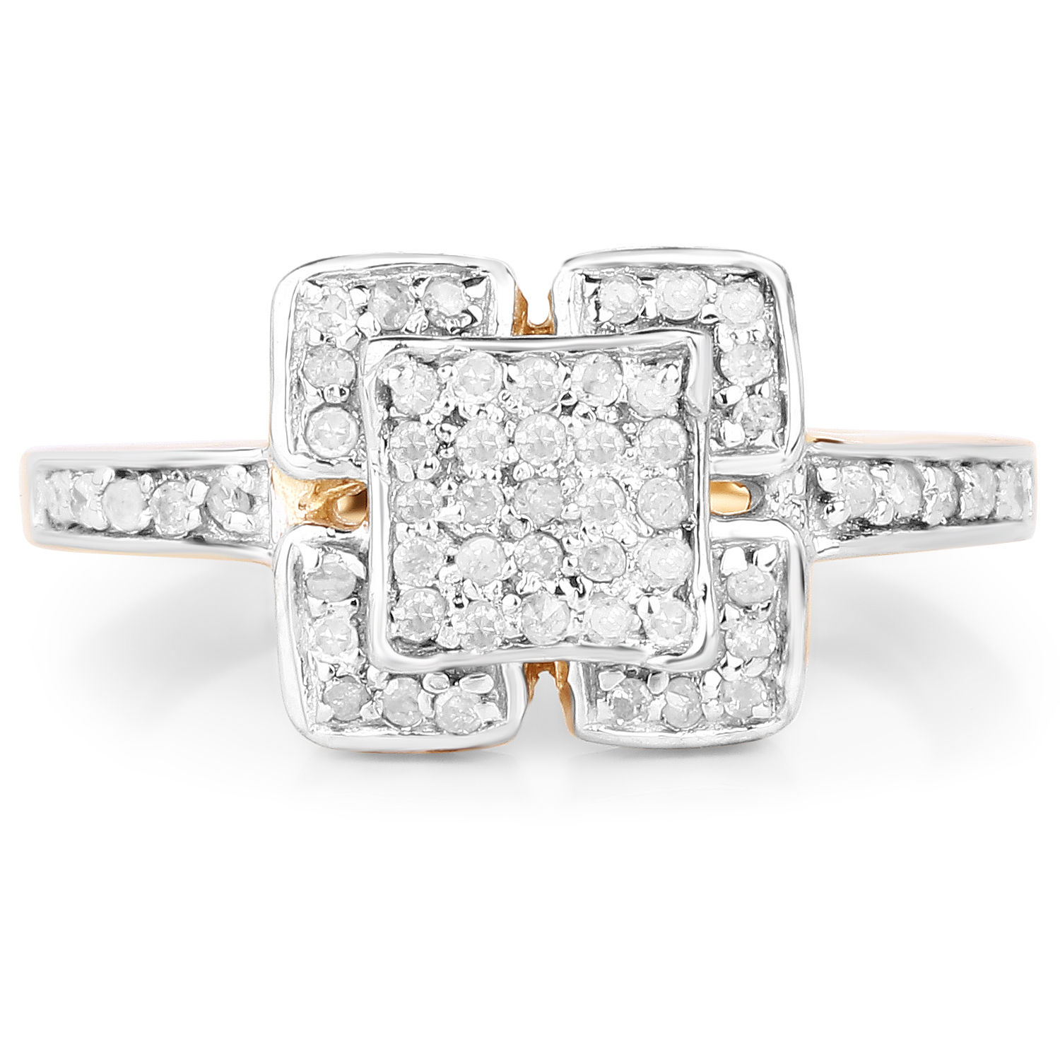 14K Yellow Gold Plated 0.24 Carat Genuine White Diamond .925 Sterling Silver Ring