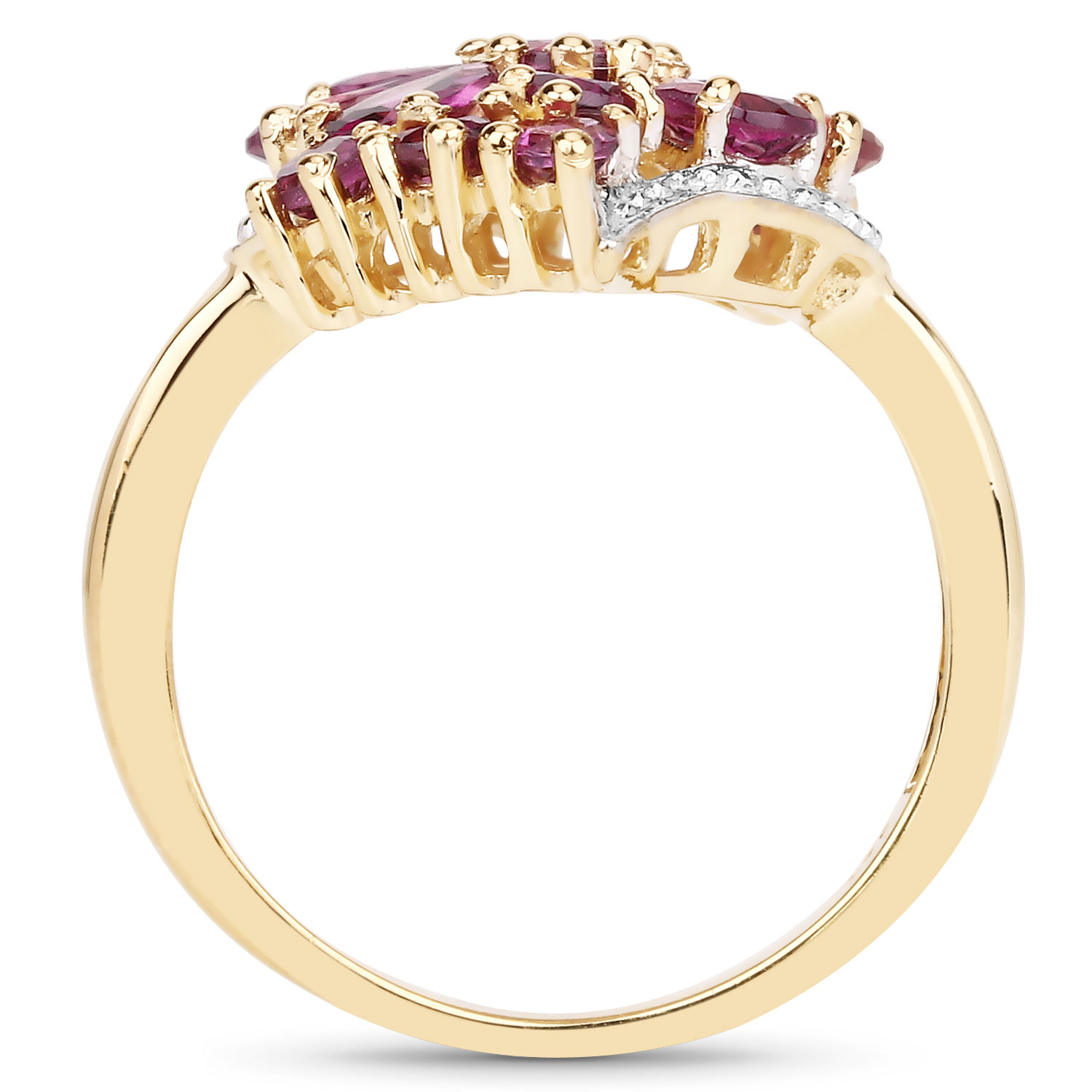2.84 Carat Genuine Rhodolite Granet  .925 Sterling Silver Ring