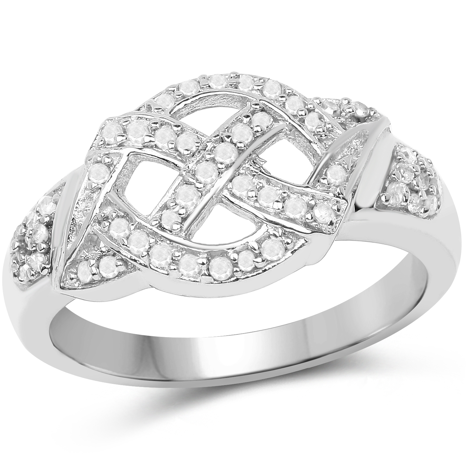 14K Yellow Gold Plated 0.21 Carat Genuine White Diamond .925 Sterling Silver Ring