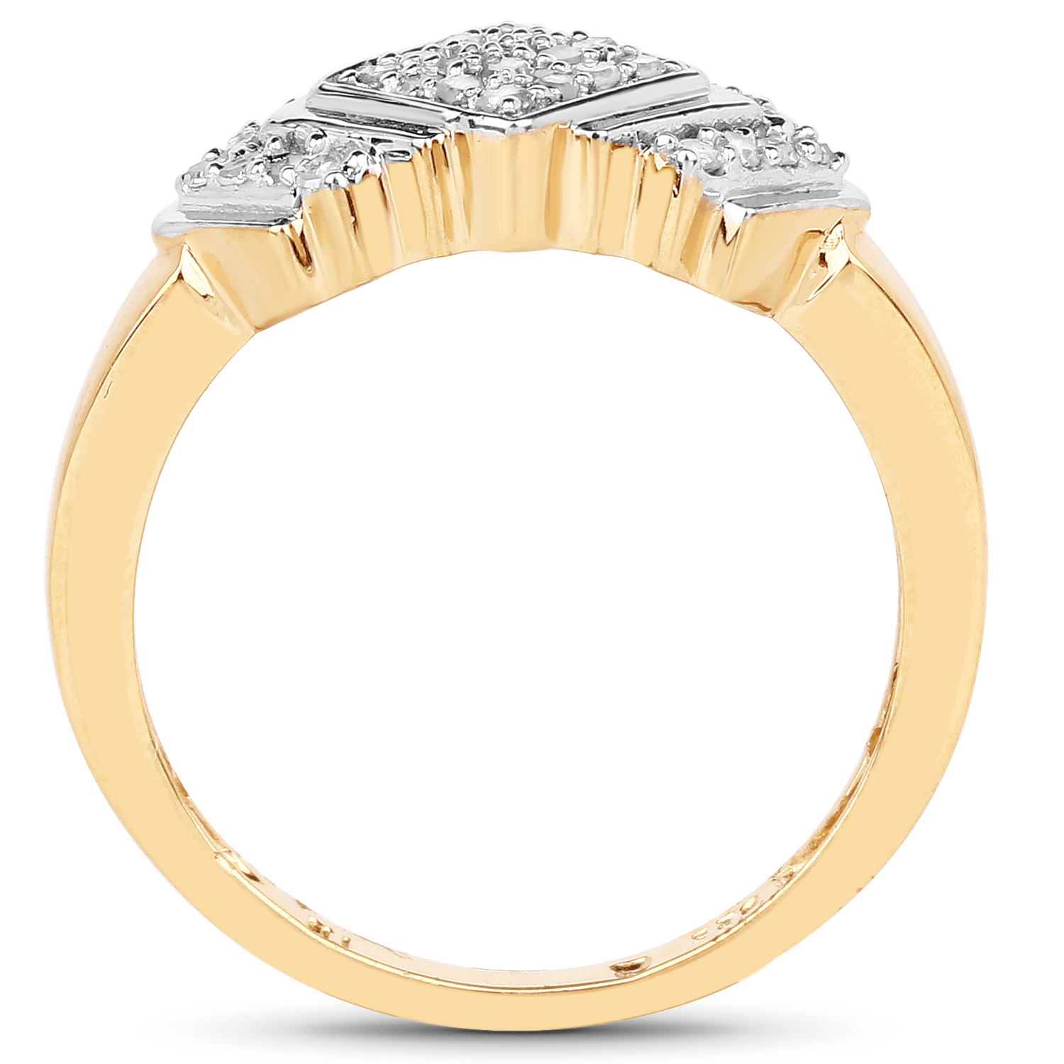 14K Yellow Gold Plated 0.20 Carat Genuine White Diamond .925 Sterling Silver Ring