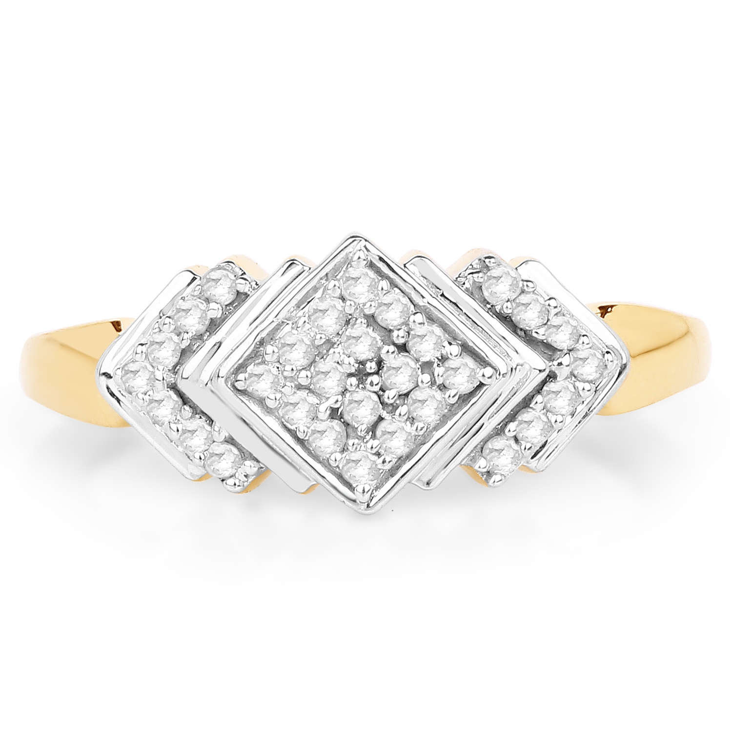 14K Yellow Gold Plated 0.20 Carat Genuine White Diamond .925 Sterling Silver Ring