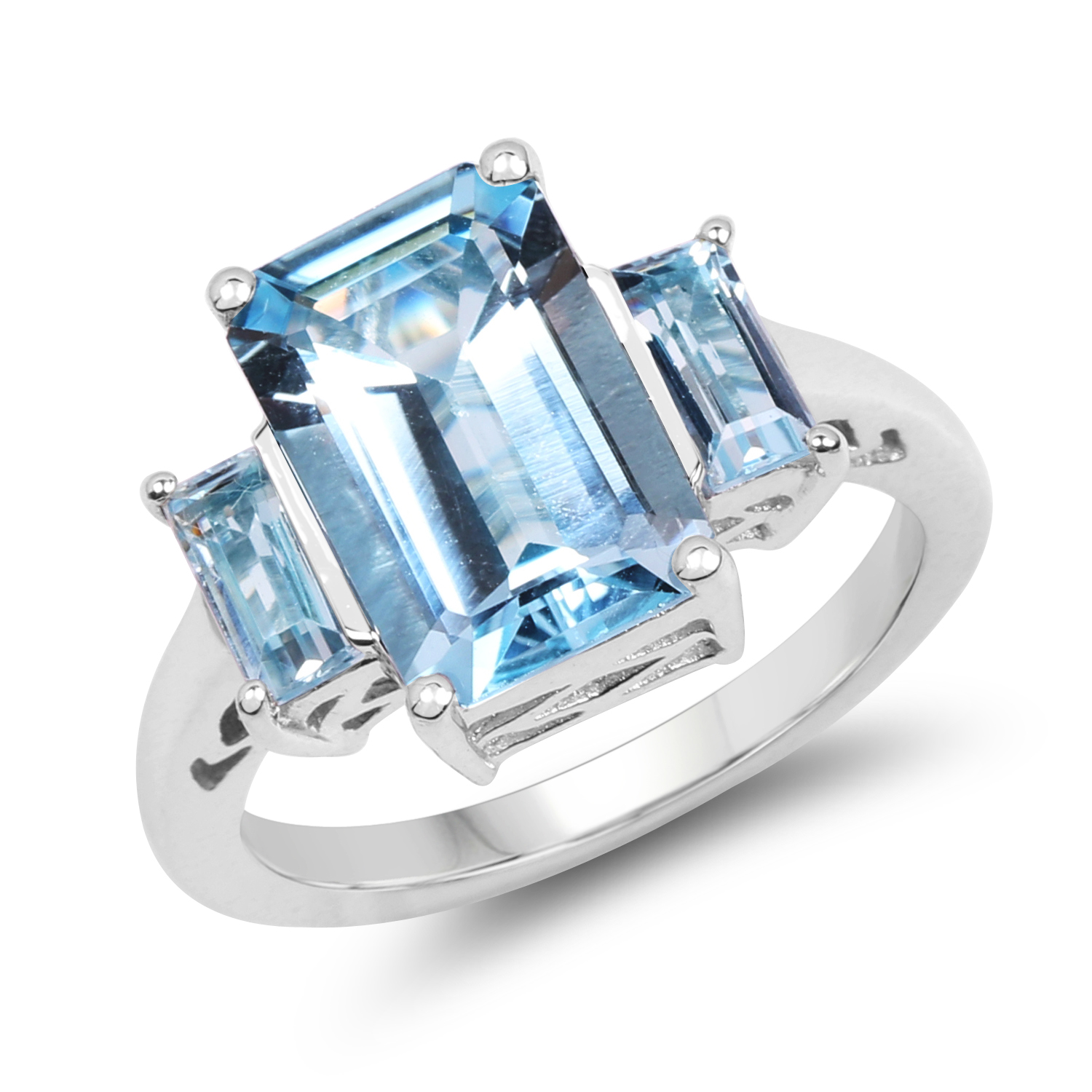 4.84 Carat Genuine Blue Topaz .925 Sterling Silver Ring