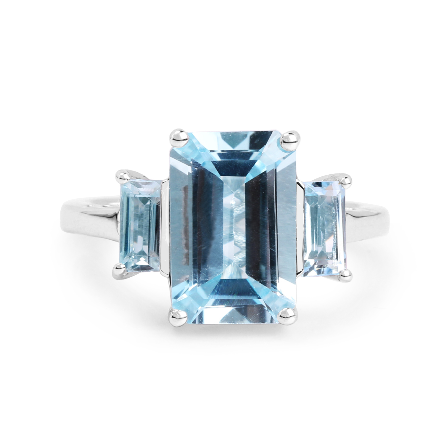 4.84 Carat Genuine Blue Topaz .925 Sterling Silver Ring