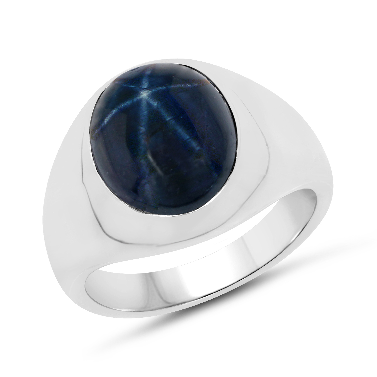 7.10 Carat Genuine Star Sapphire .925 Sterling Silver Ring