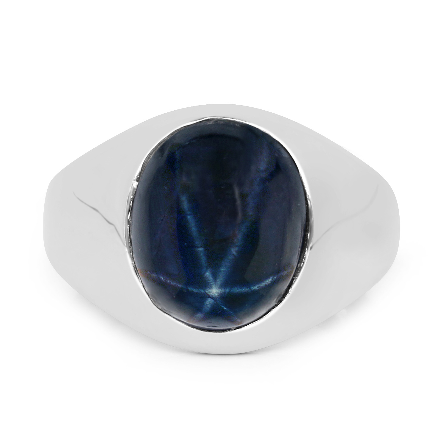 7.10 Carat Genuine Star Sapphire .925 Sterling Silver Ring