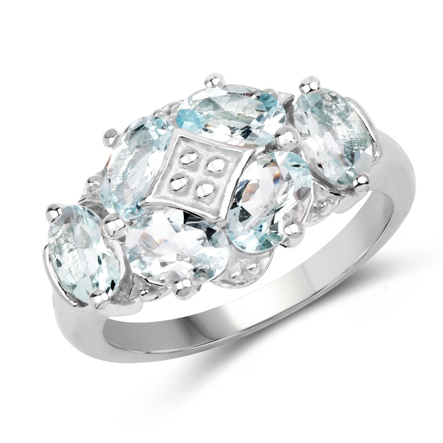 2.40 Carat Genuine Aquamarine .925 Sterling Silver Ring