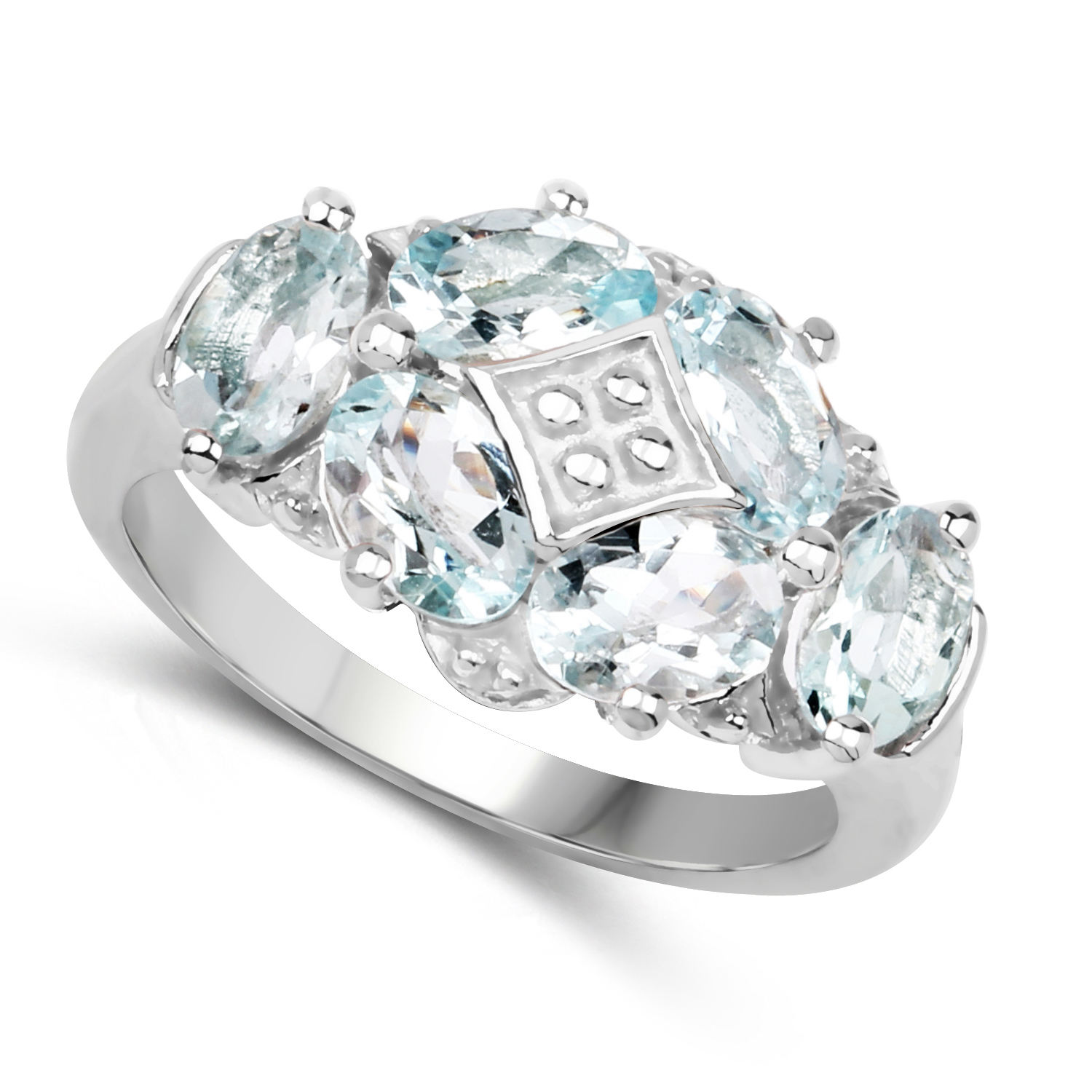 2.40 Carat Genuine Aquamarine .925 Sterling Silver Ring