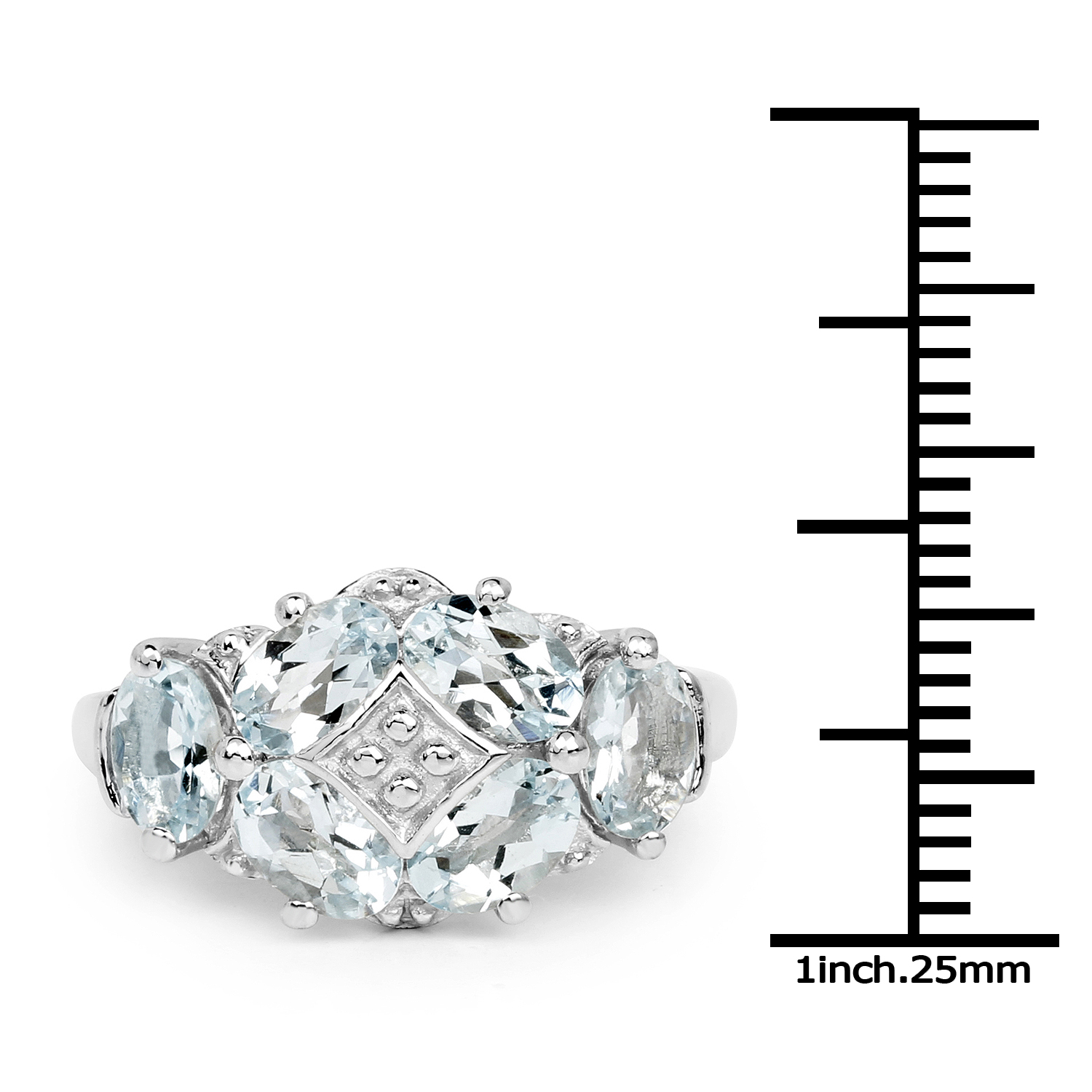 2.40 Carat Genuine Aquamarine .925 Sterling Silver Ring