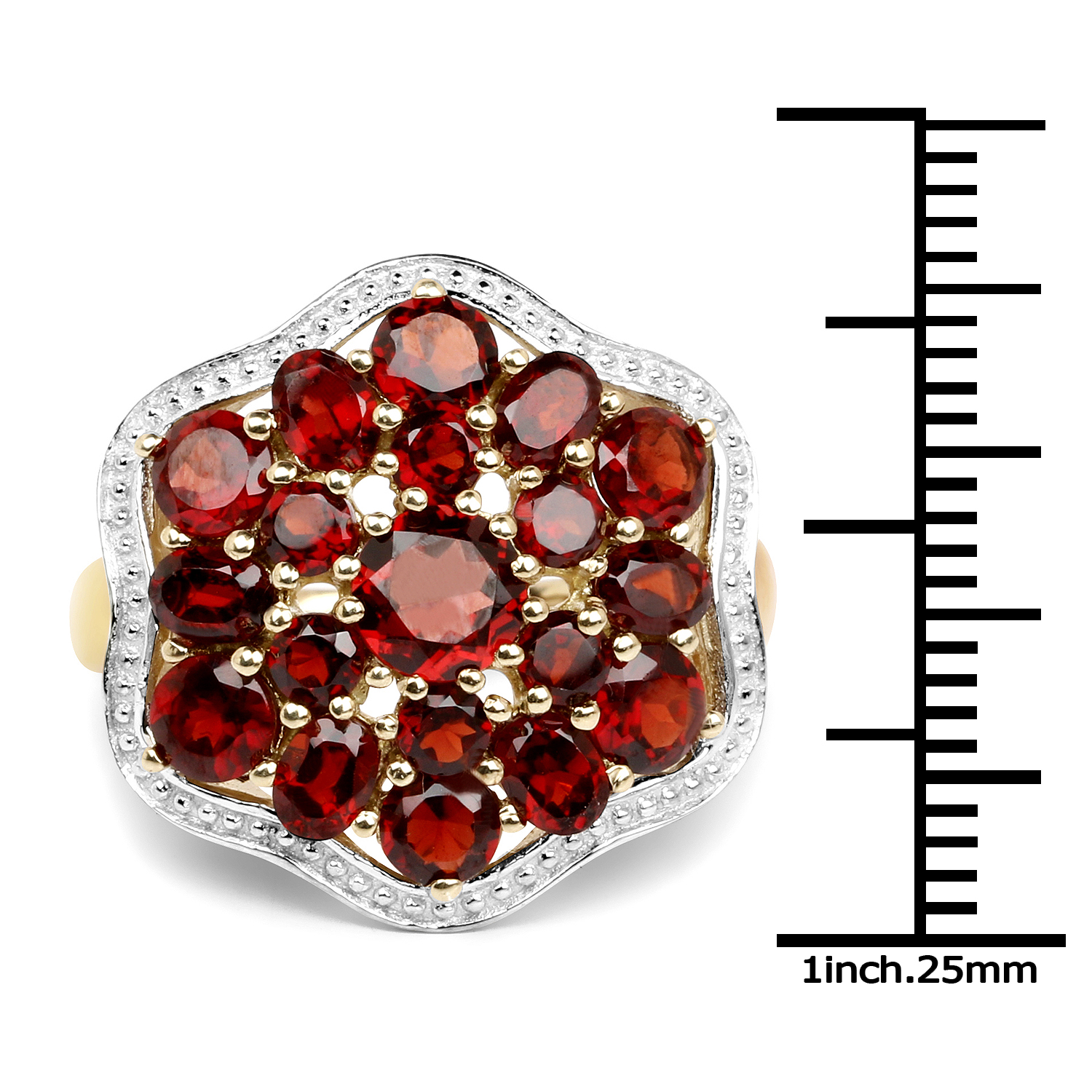 14K Yellow Gold Plated 4.59 Carat Genuine Garnet .925 Sterling Silver Ring