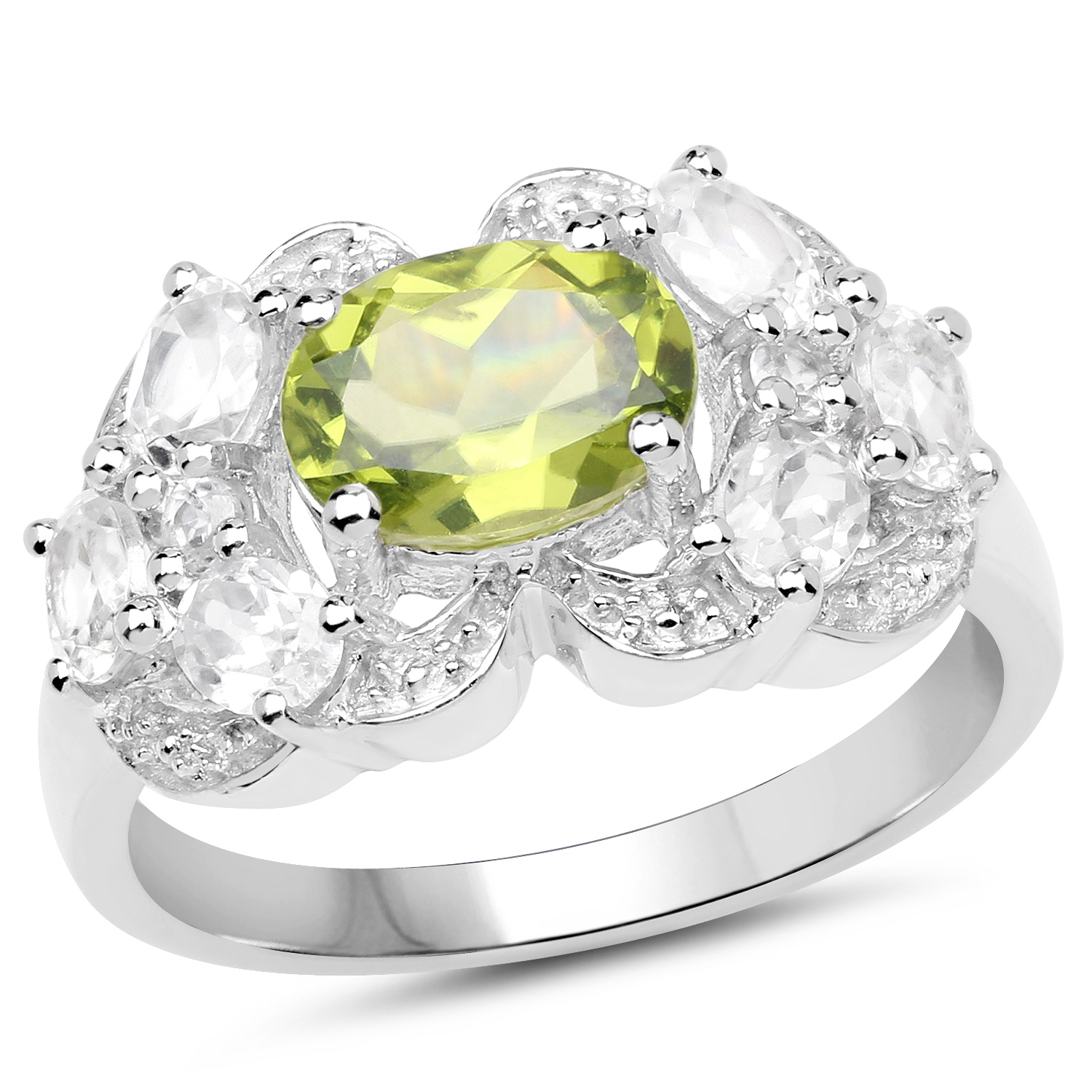 Peridot .925 Sterling Silver Band Ring for Women Peridot Ring 2.70ctw. 