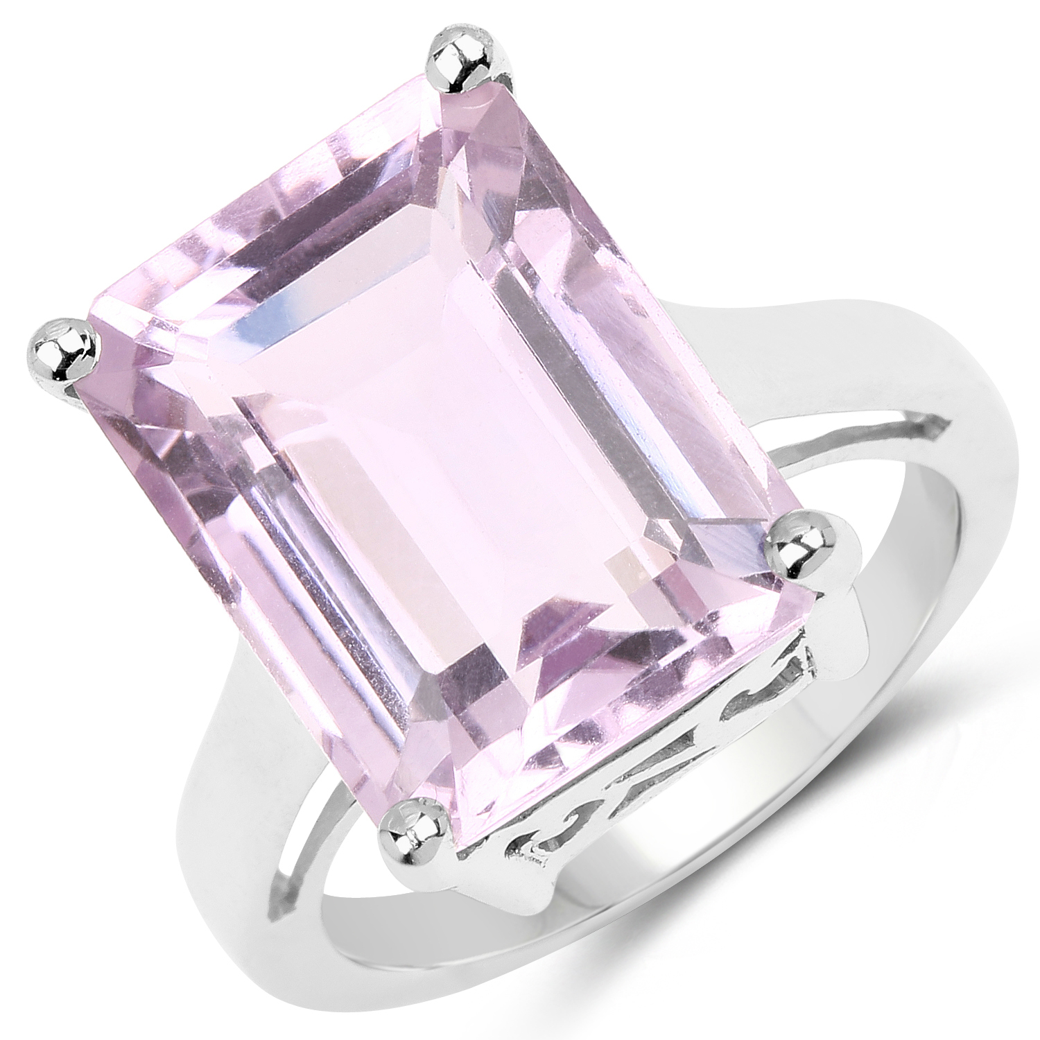 11.60 Carat Genuine Pink Amethyst .925 Sterling Silver Ring