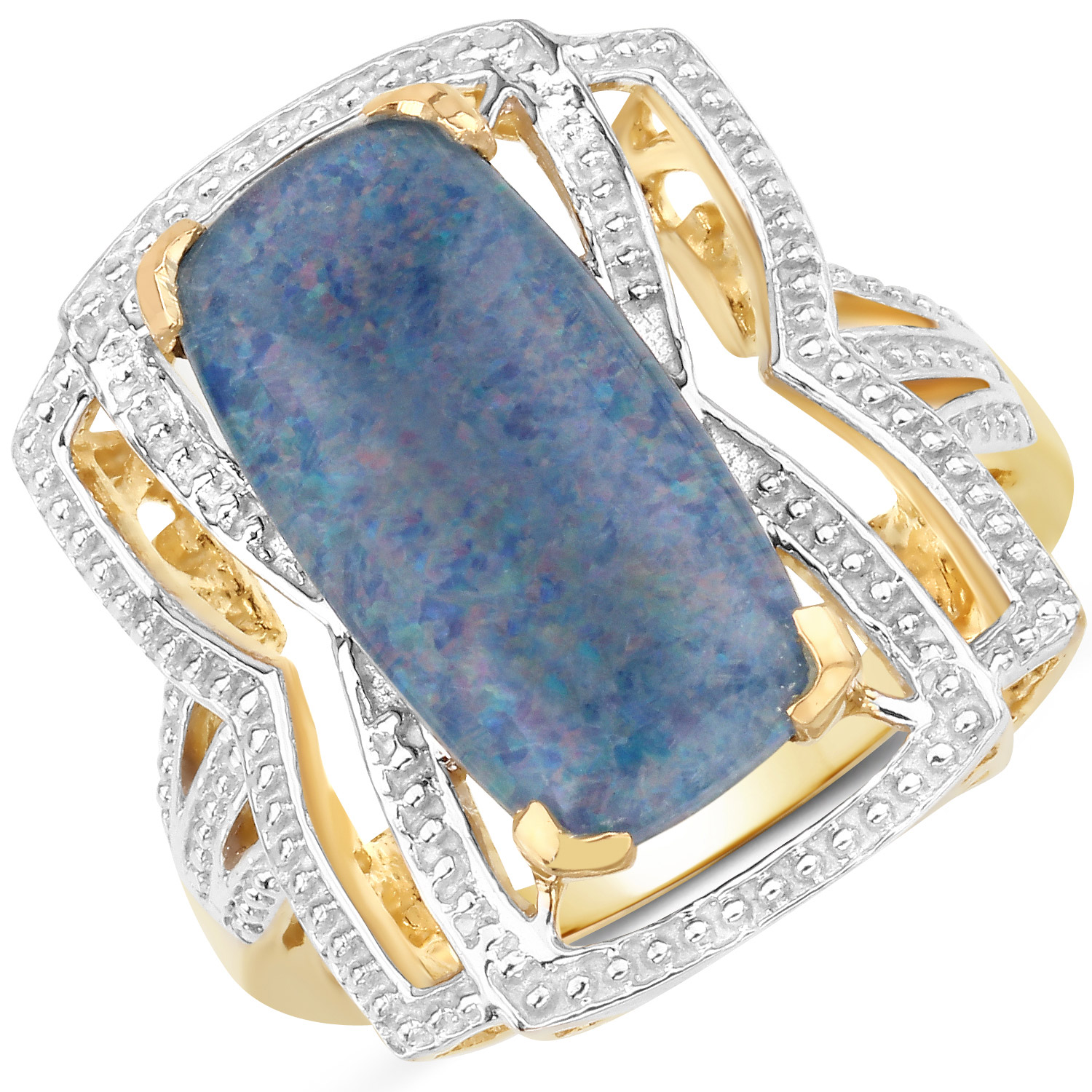 4.10 Carat Genuine Opal .925 Sterling Silver Ring